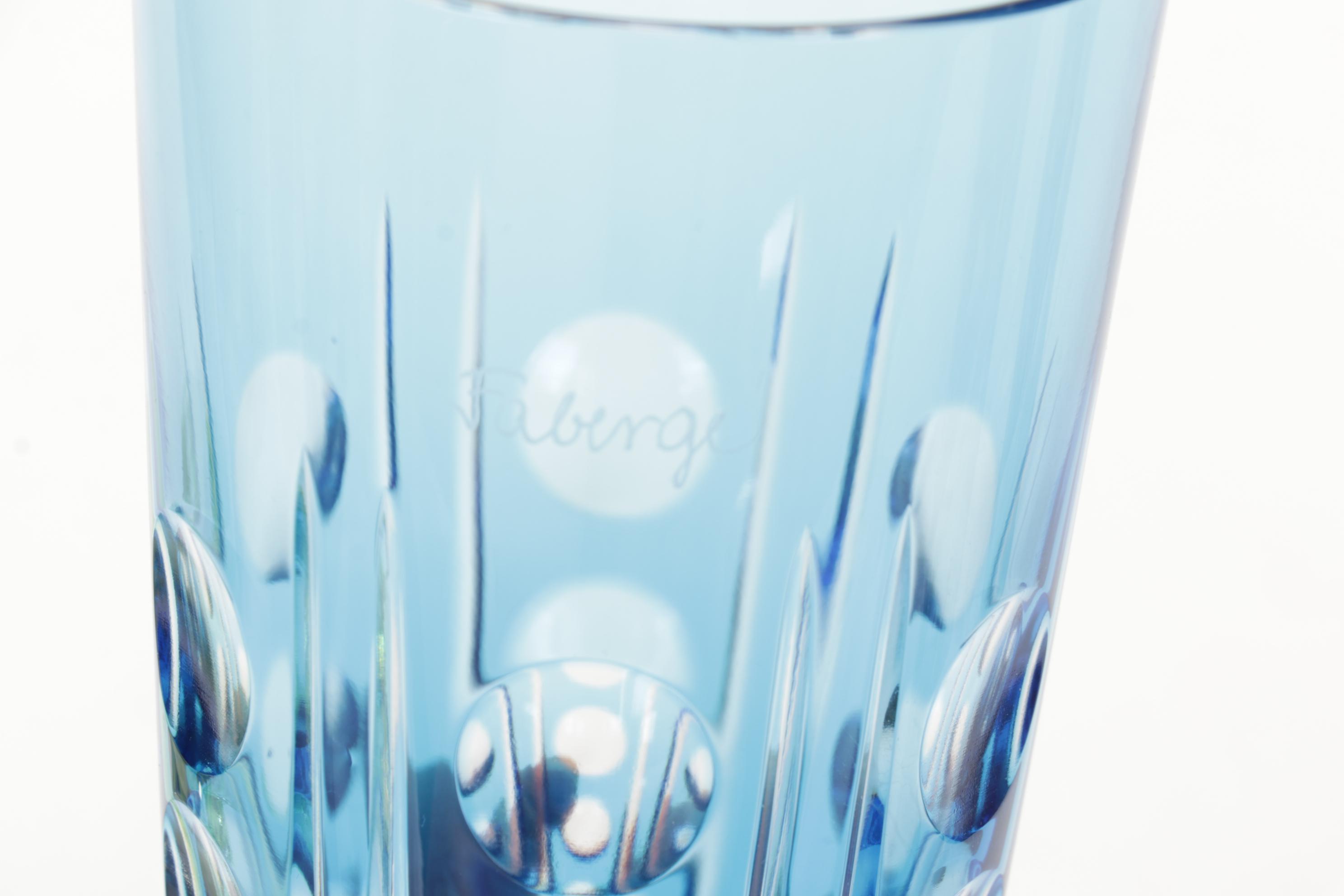 Fabergé Cut to Clear Bohemian Style Glass Tumblers with Case