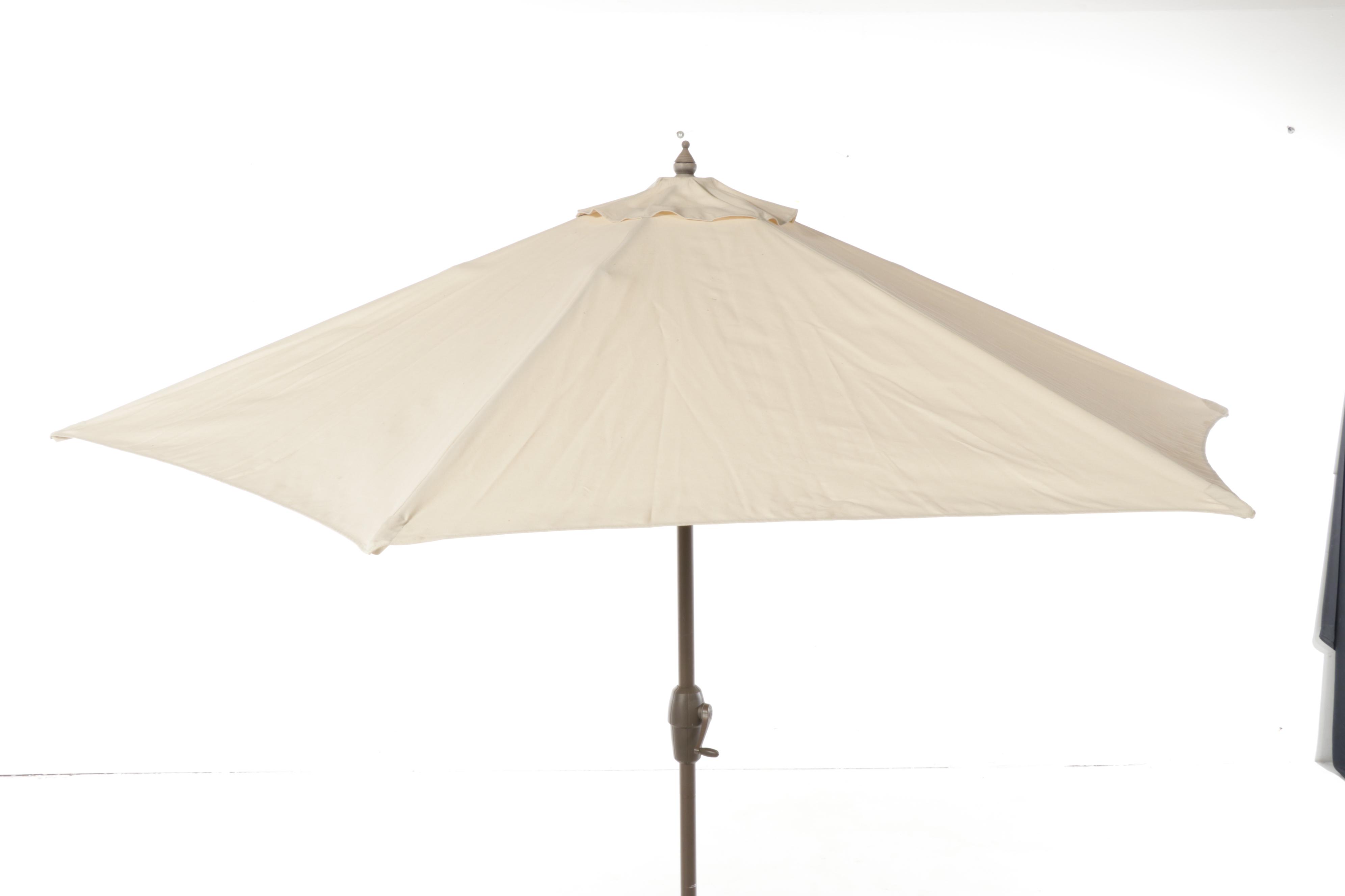 Lloyd Flanders "Lloyd Loom" Wicker Rocker Plus Umbrella and Concrete