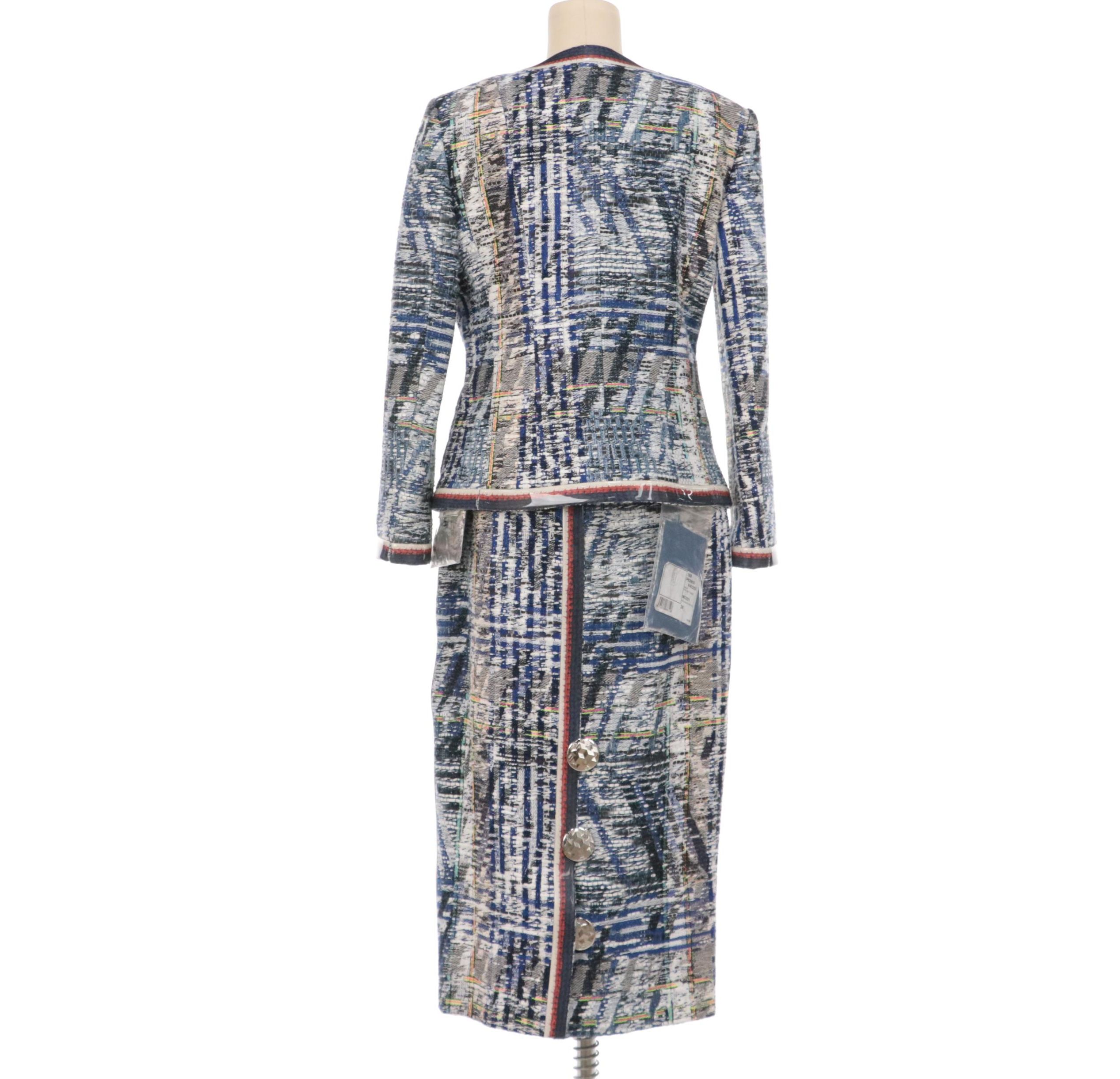 Chanel Jacket and Skirt in Blue/White/Beige Fantasy Tweed, New with Tags