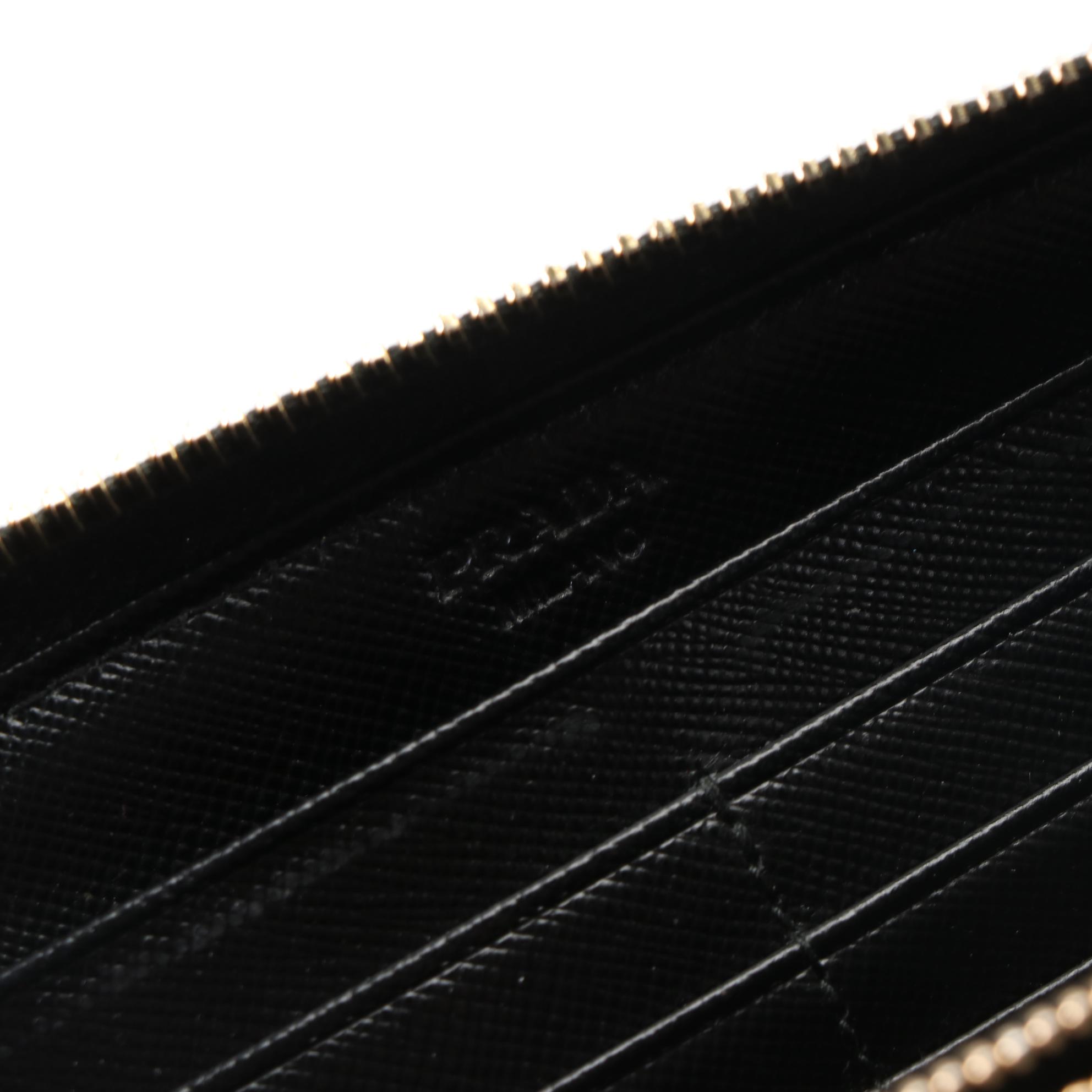 Prada Saffiano Leather Zip-Around Wallet with Flat Bow