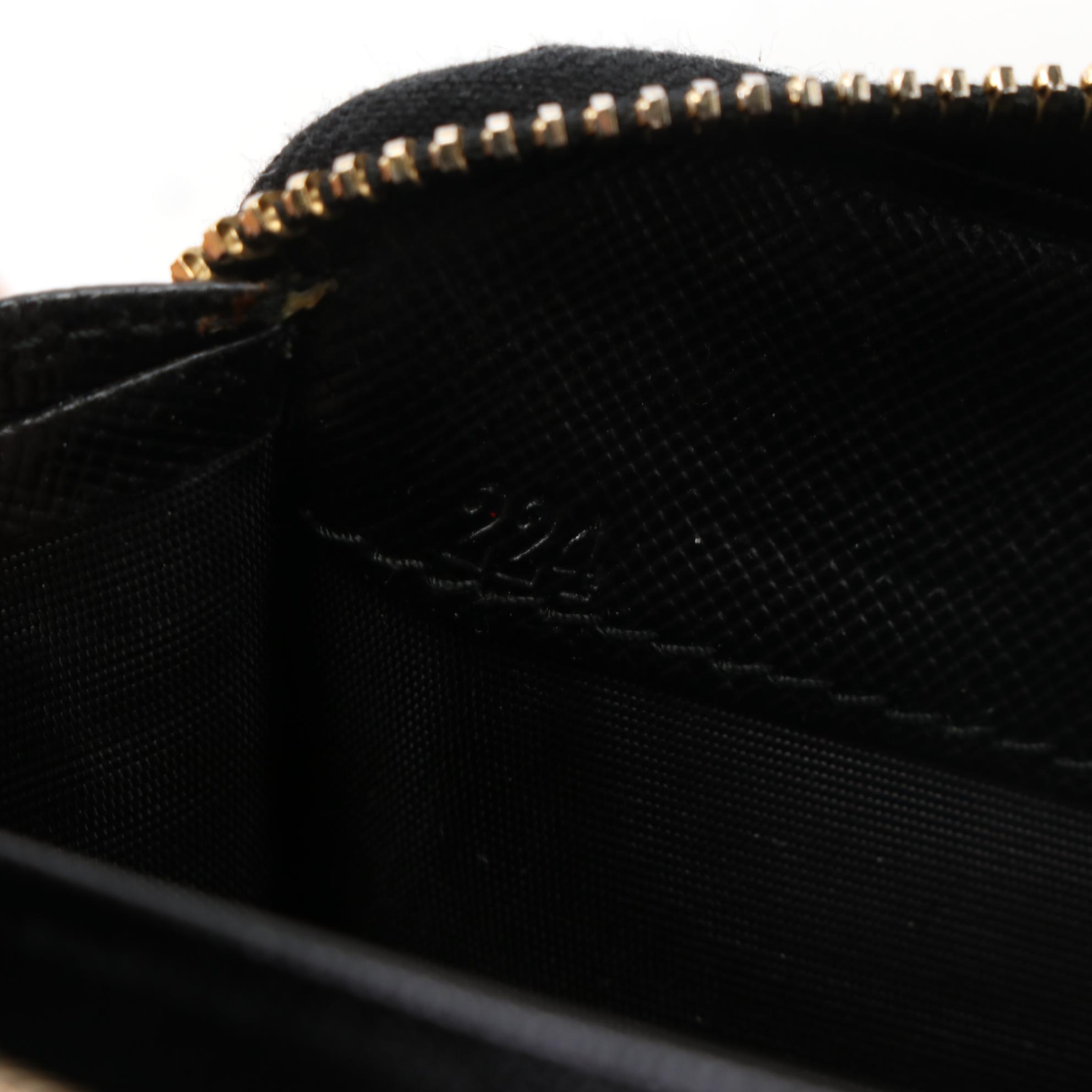 Prada Saffiano Leather Zip-Around Wallet with Flat Bow