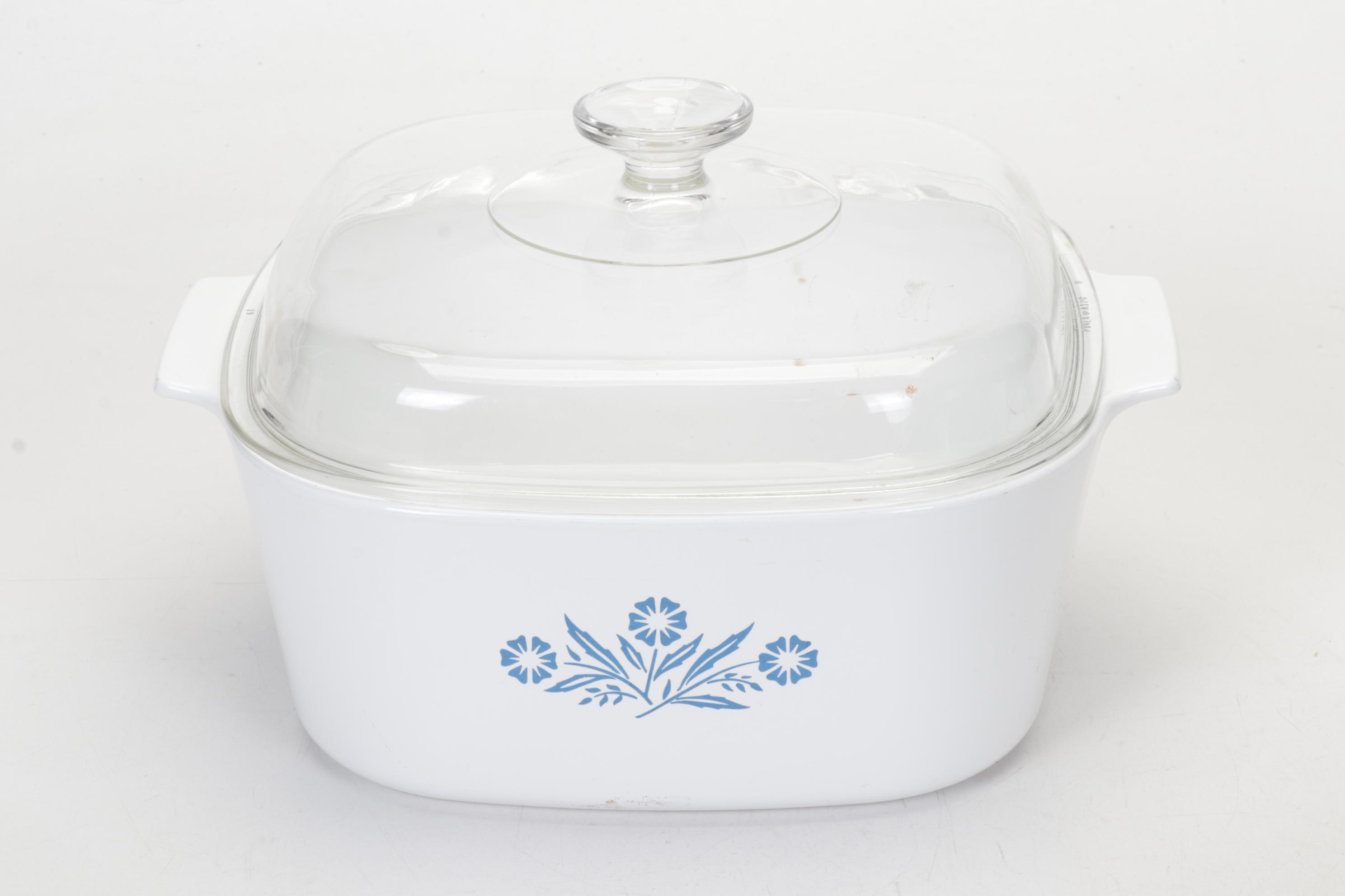 Corning Ware with Lids, Mortar and Pestle, and Other Bakeware