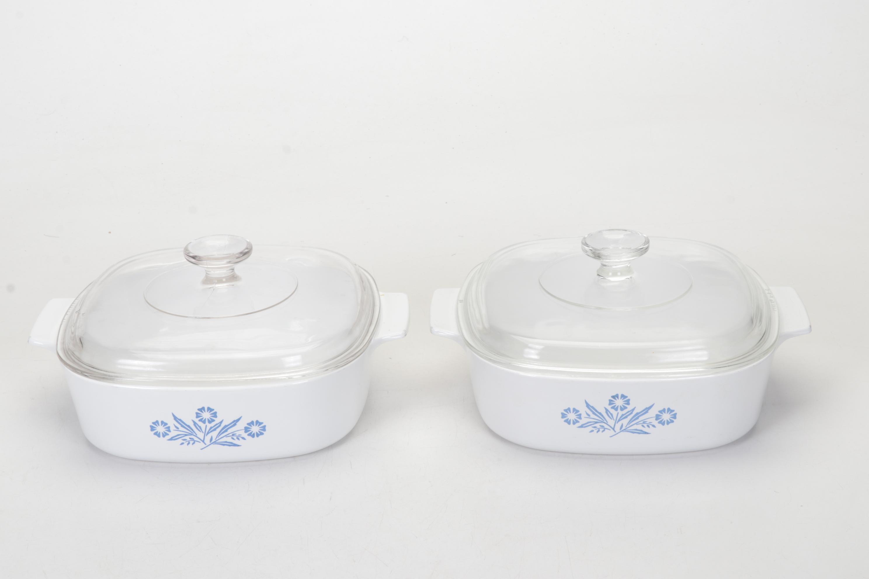 Corning Ware with Lids, Mortar and Pestle, and Other Bakeware