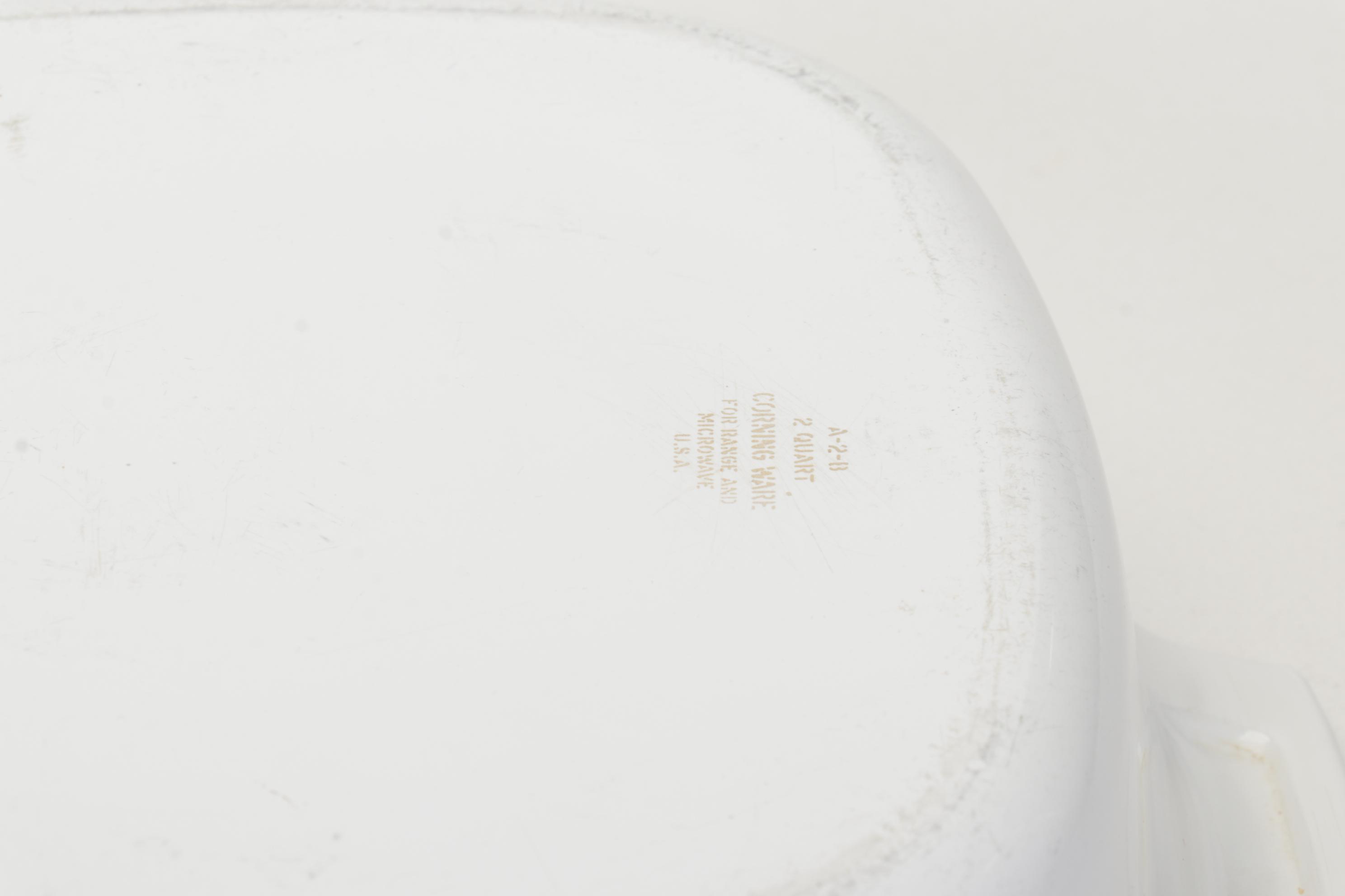 Corning Ware with Lids, Mortar and Pestle, and Other Bakeware