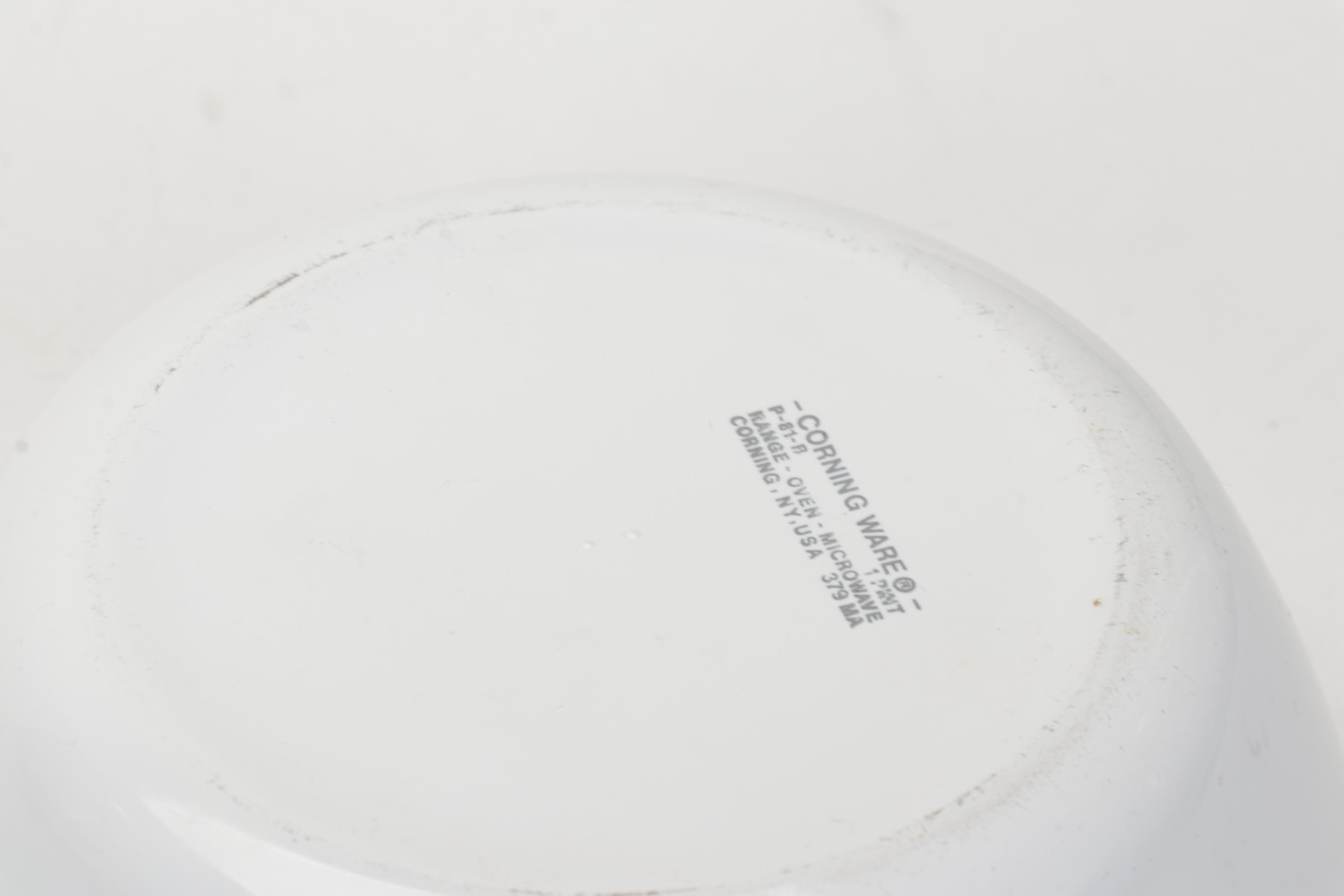 Corning Ware with Lids, Mortar and Pestle, and Other Bakeware