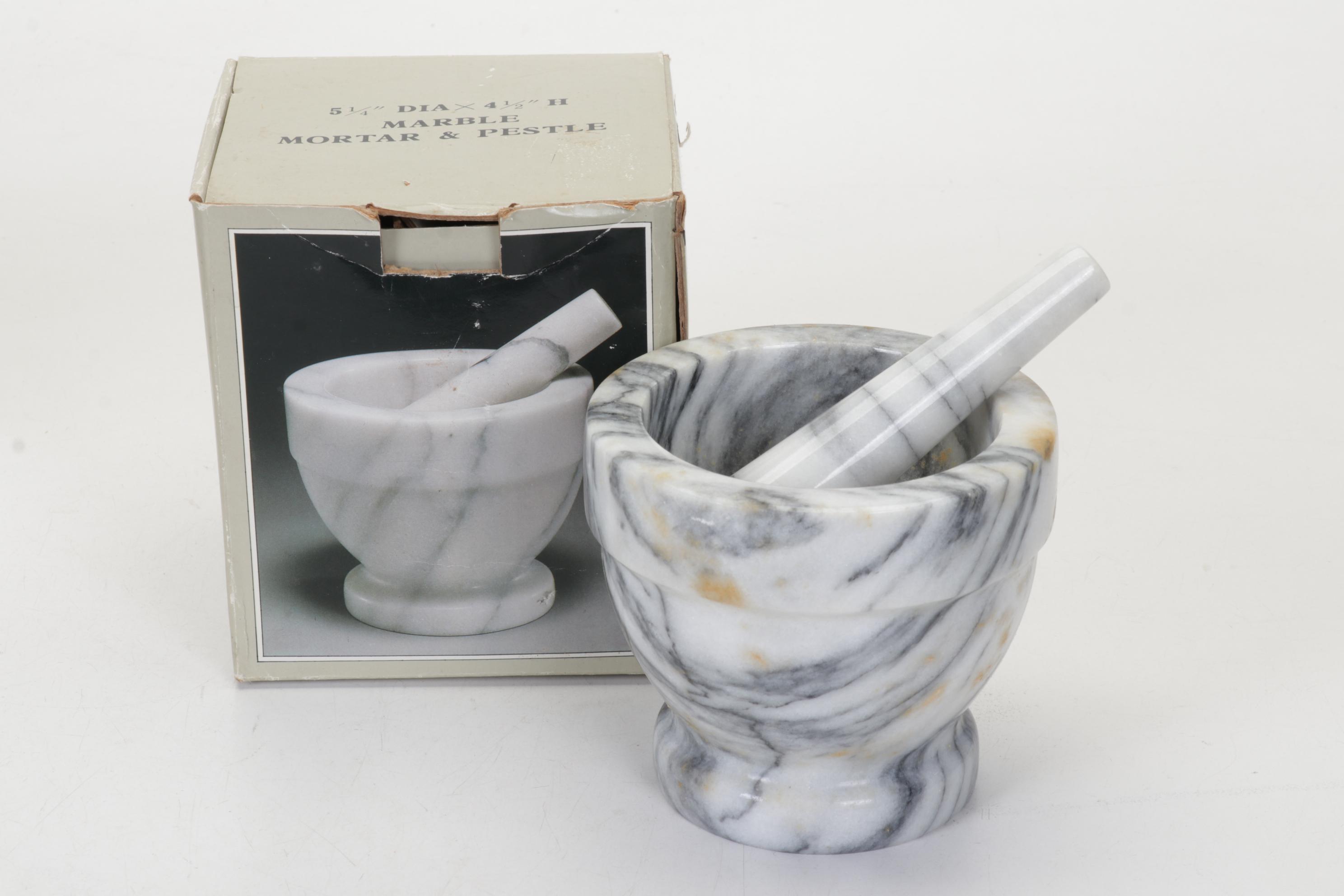 Corning Ware with Lids, Mortar and Pestle, and Other Bakeware