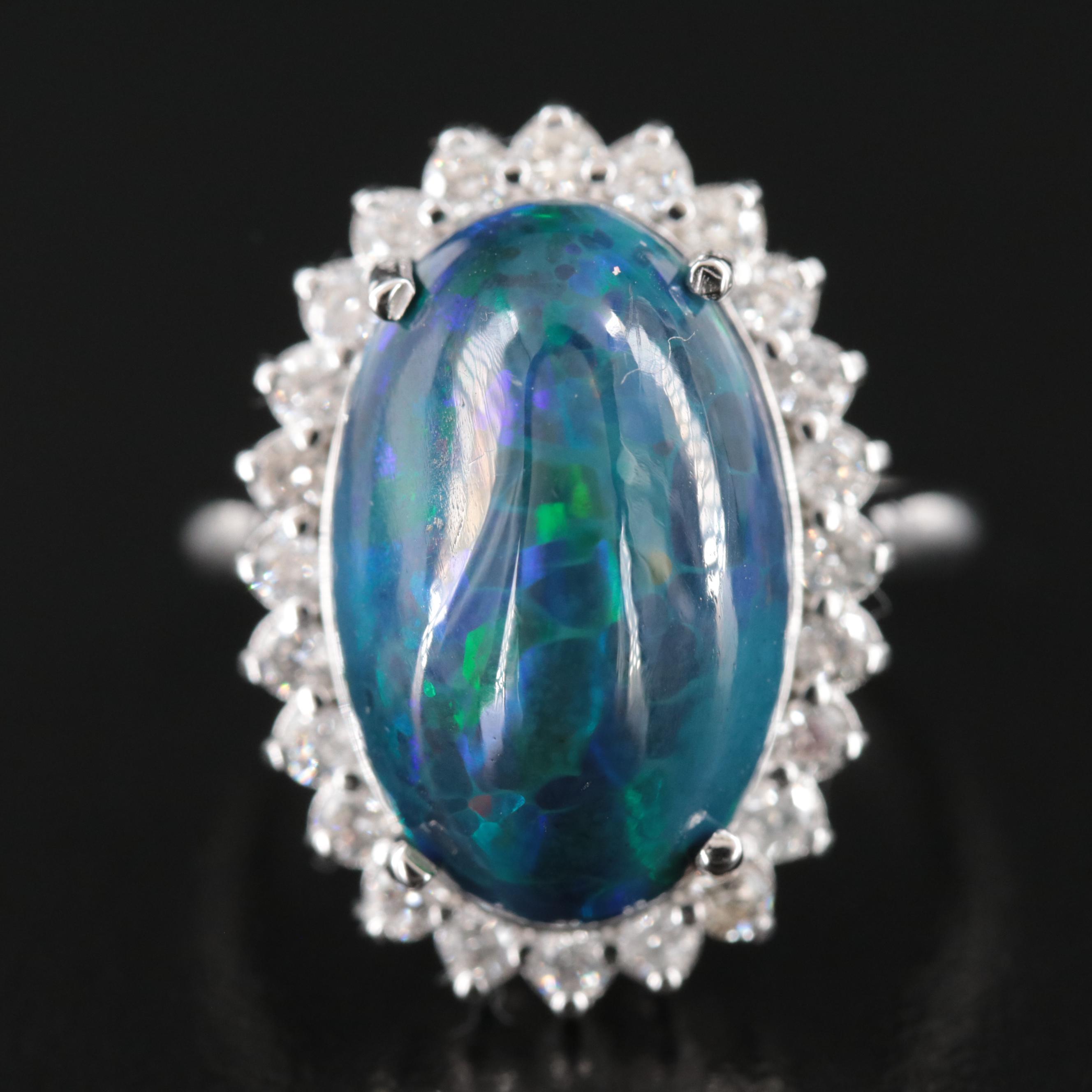 18K Opal and Diamond Ring