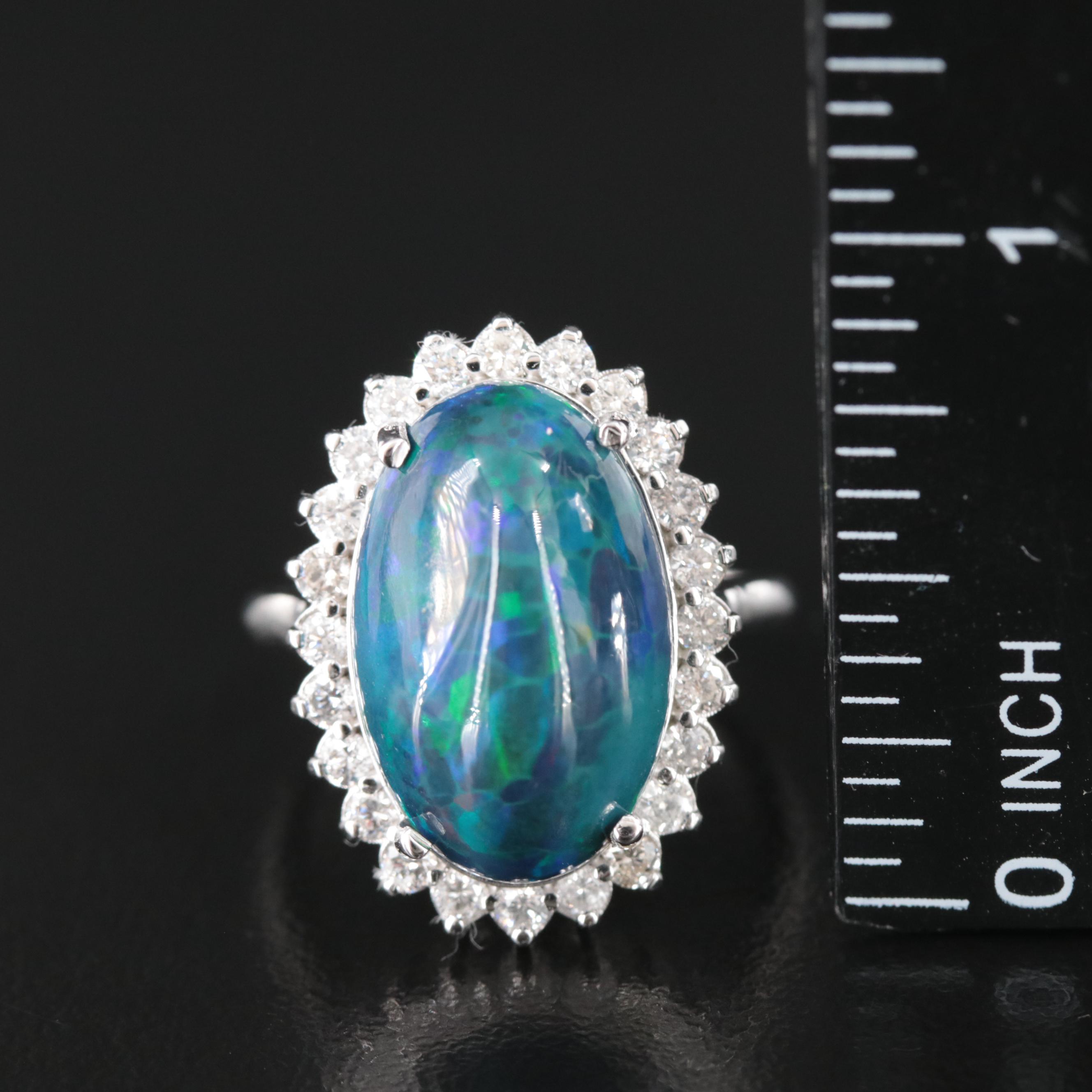 18K Opal and Diamond Ring