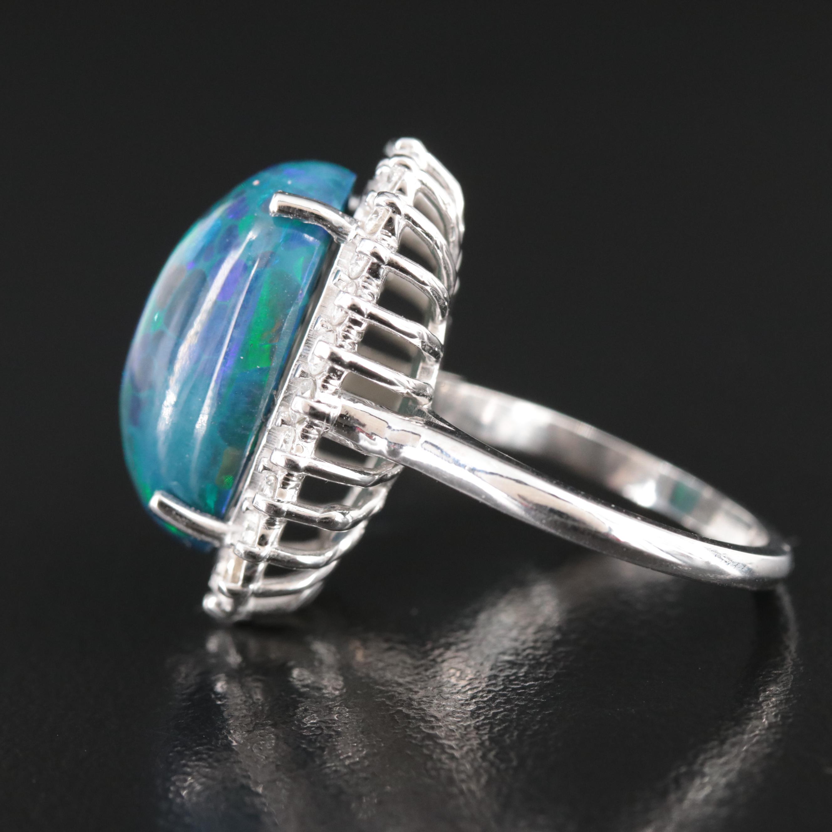 18K Opal and Diamond Ring