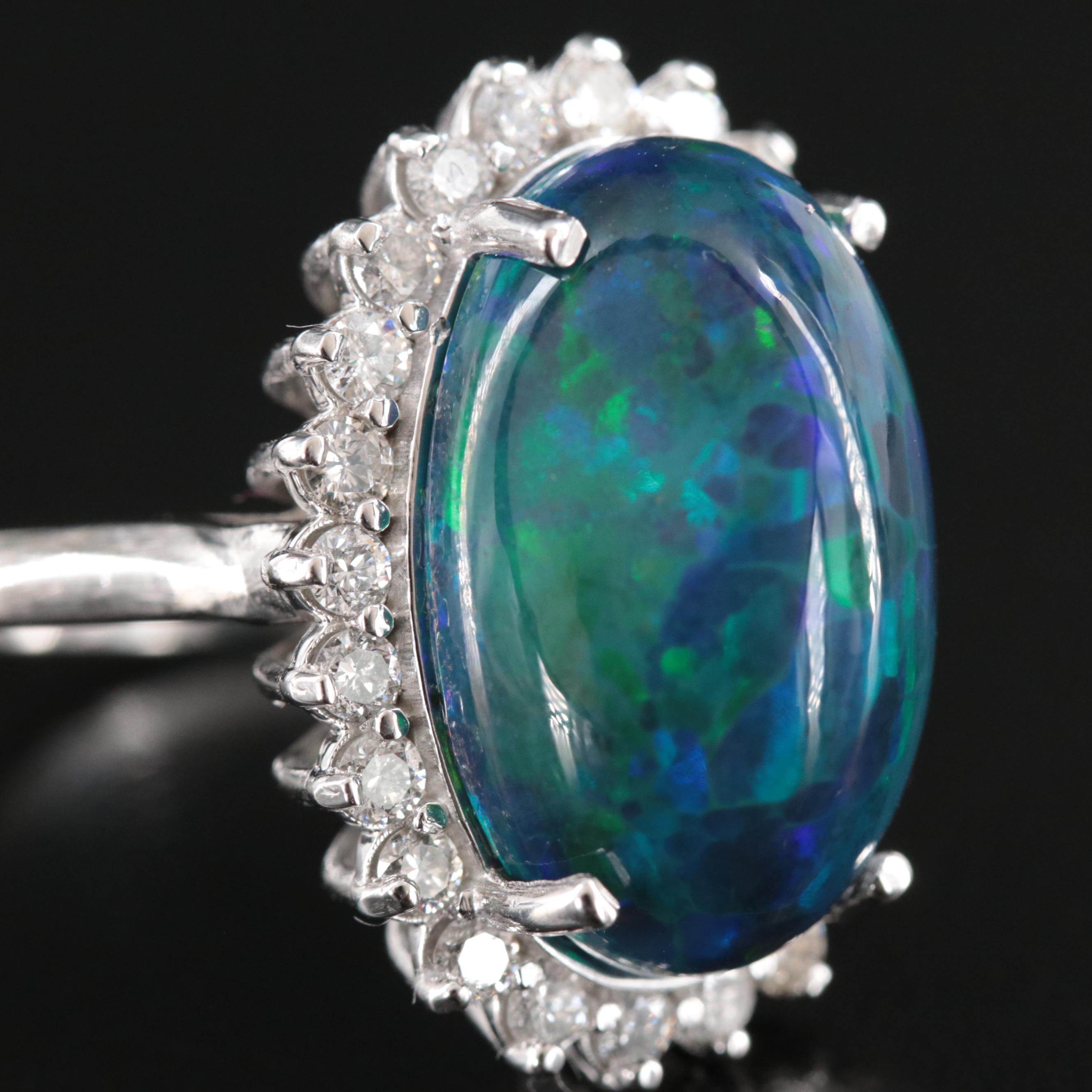 18K Opal and Diamond Ring