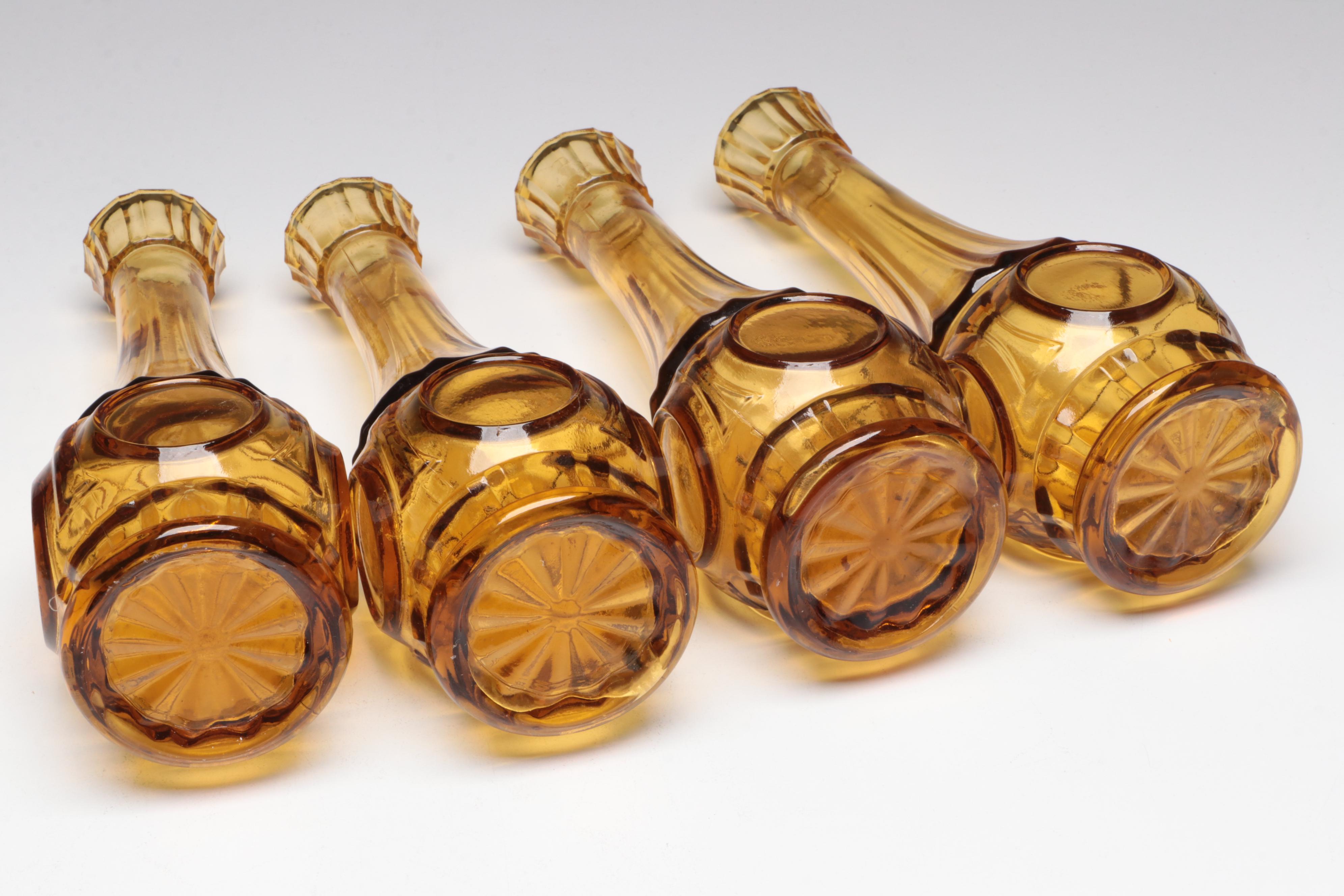 Paneled Glass Stemware with Other Amber Glass Vases and Tableware