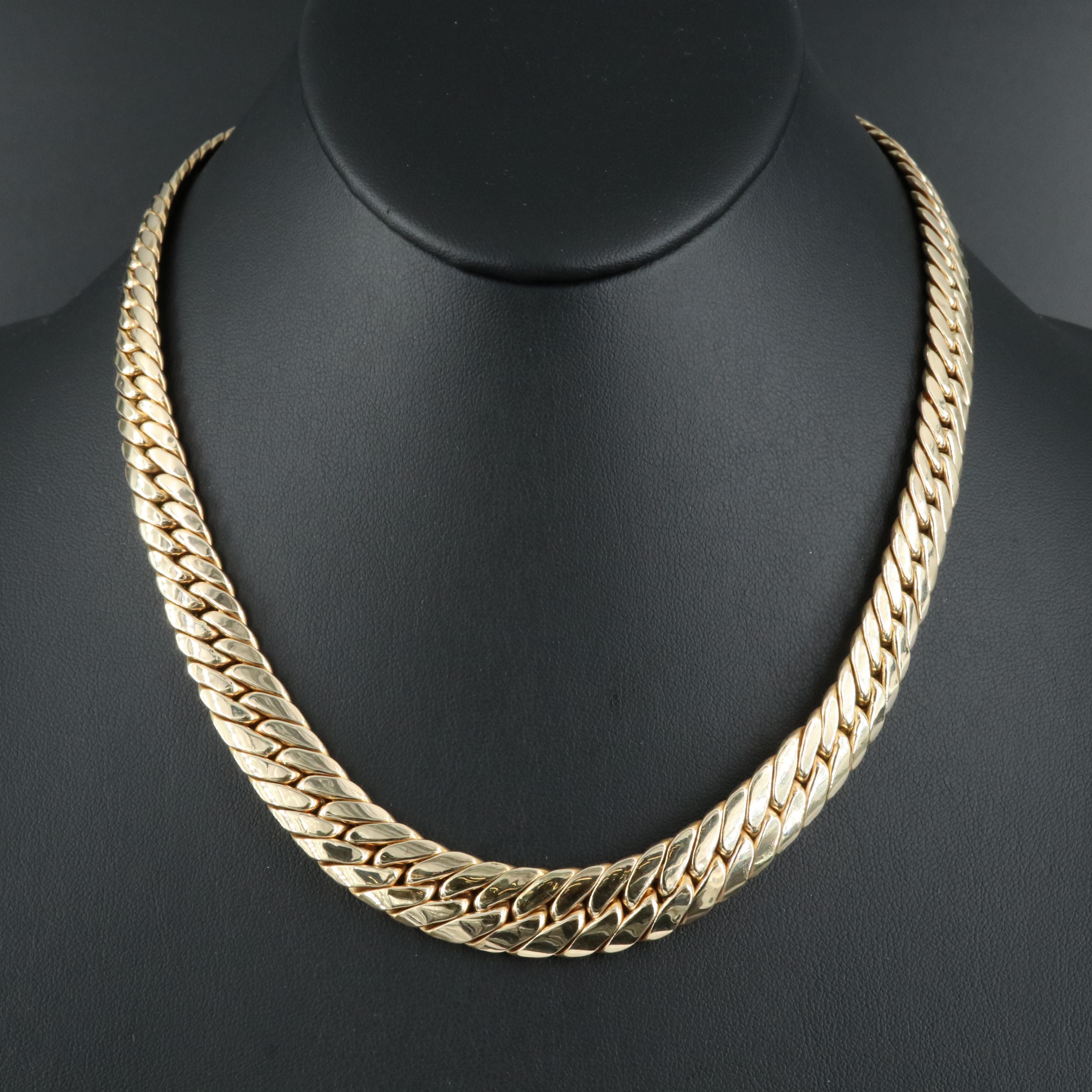 Italian 14K Graduated Herringbone Link Necklace