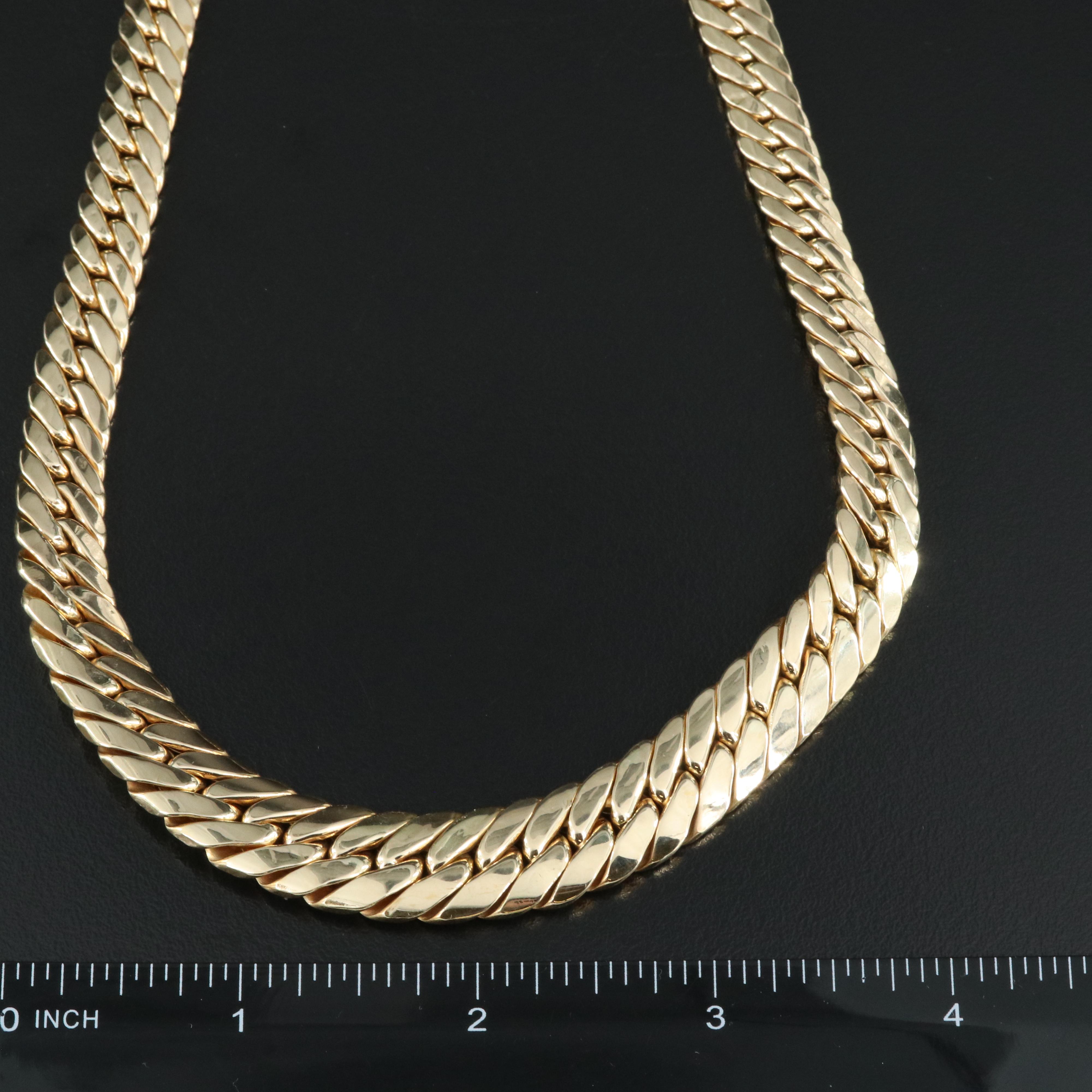 Italian 14K Graduated Herringbone Link Necklace