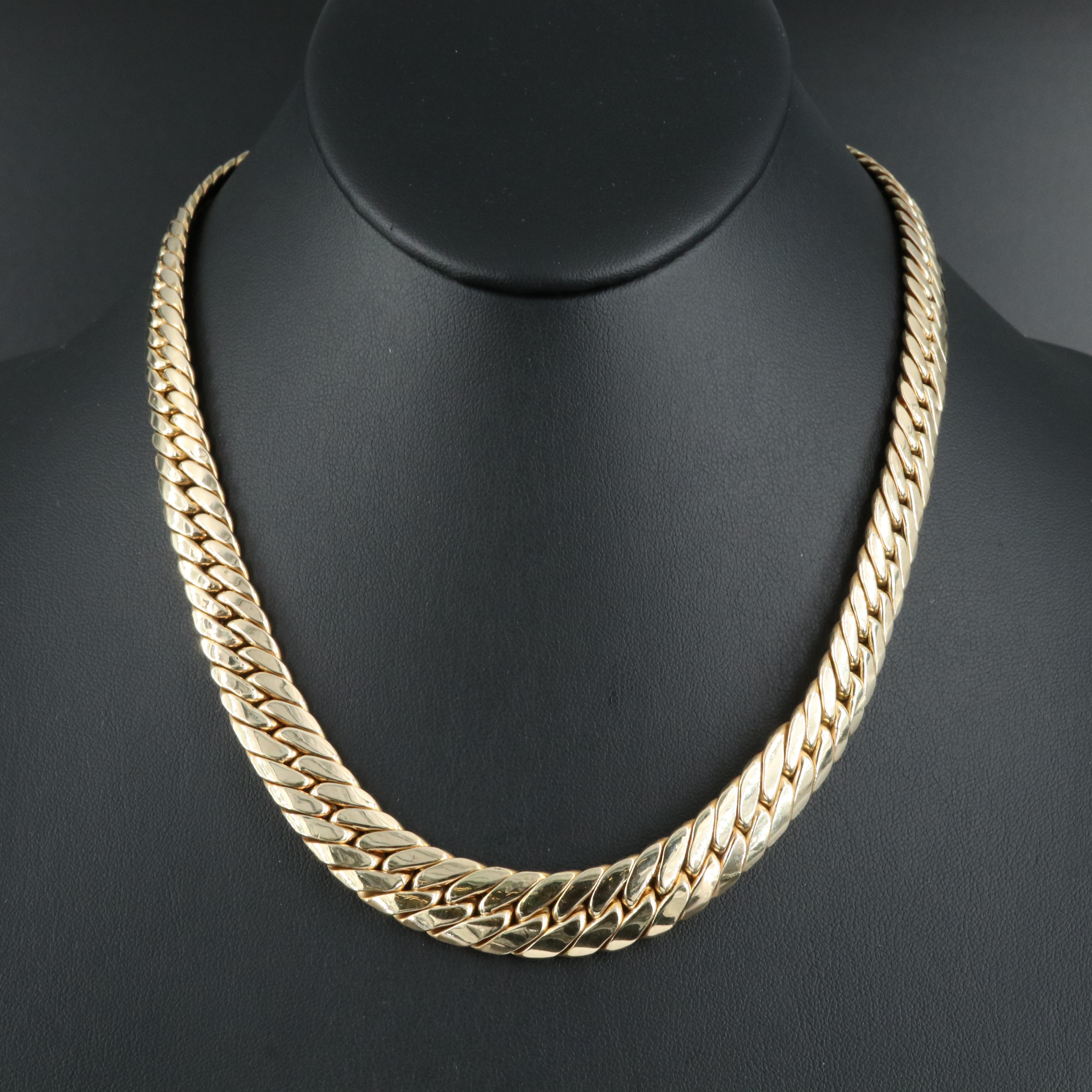 Italian 14K Graduated Herringbone Link Necklace
