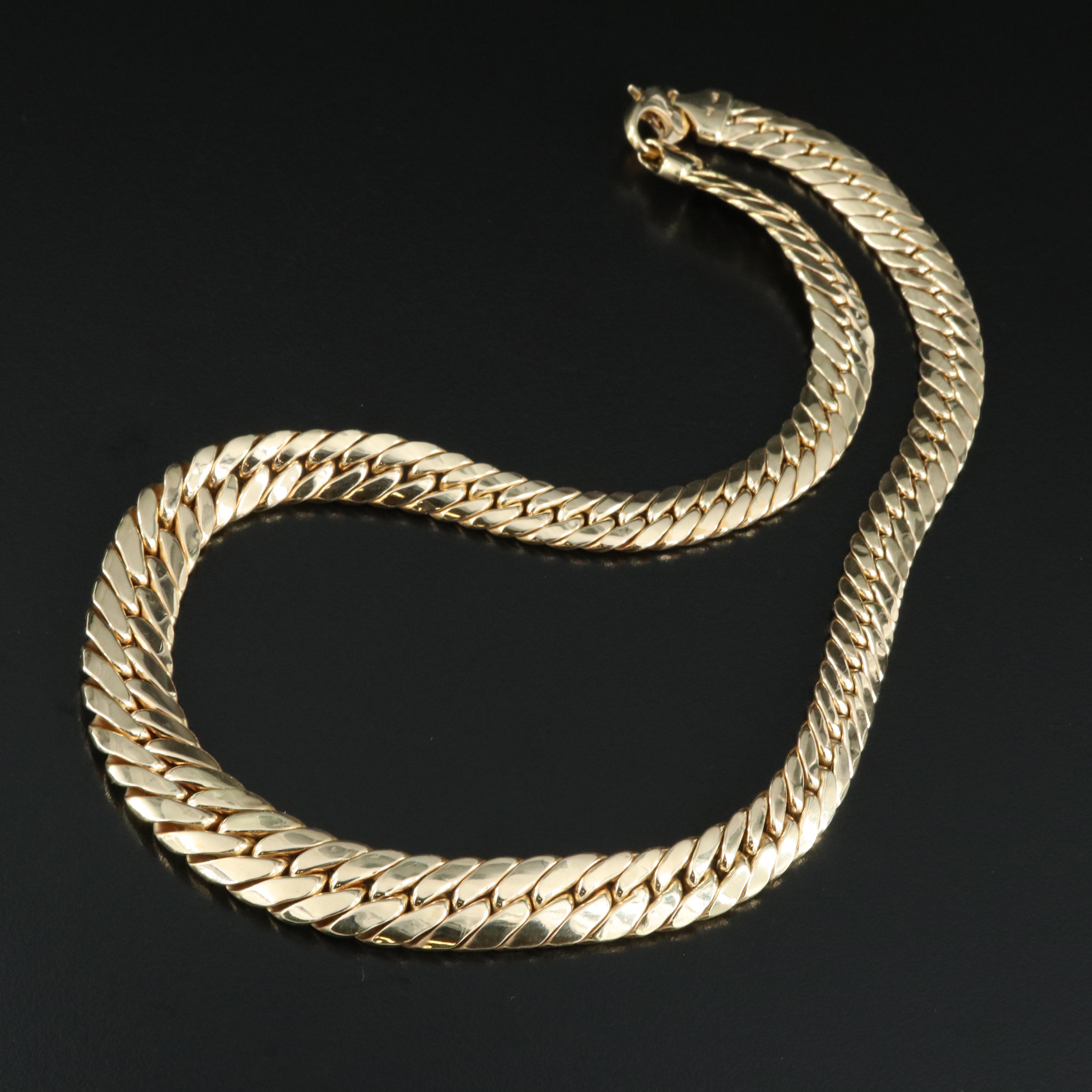 Italian 14K Graduated Herringbone Link Necklace