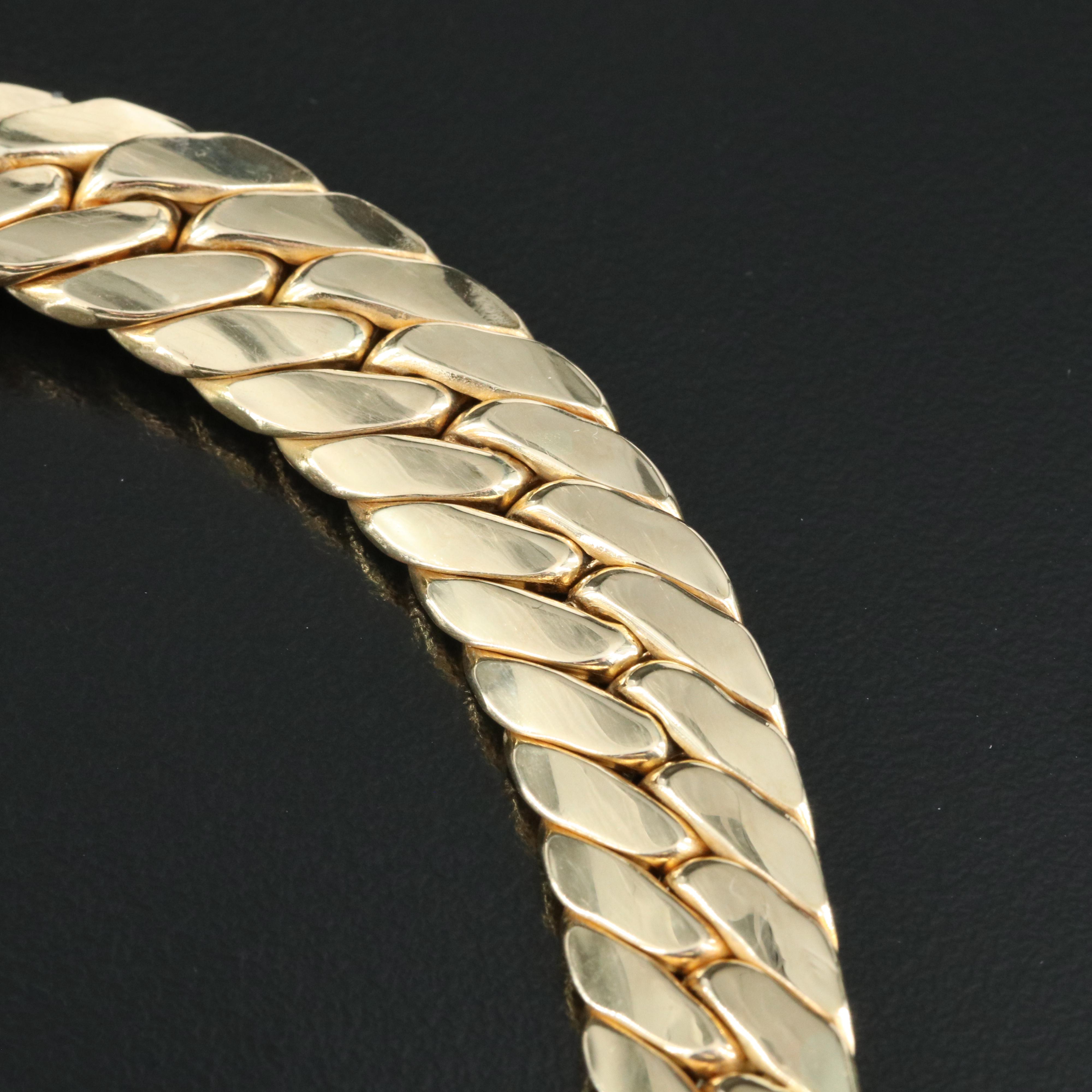 Italian 14K Graduated Herringbone Link Necklace