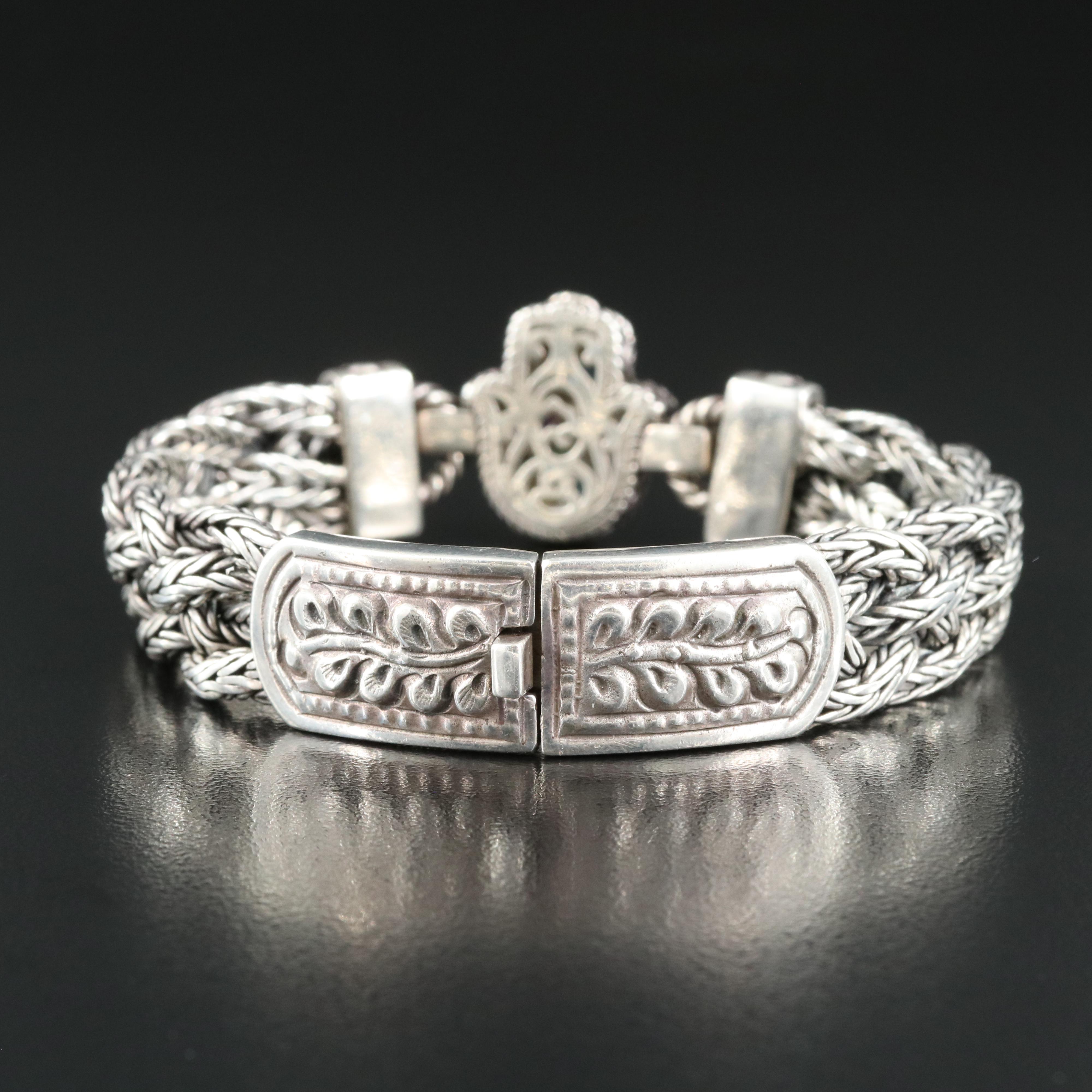 EFFY Sterling Multi-Gemstone Hamsa Hand Bracelet with 18K Accent