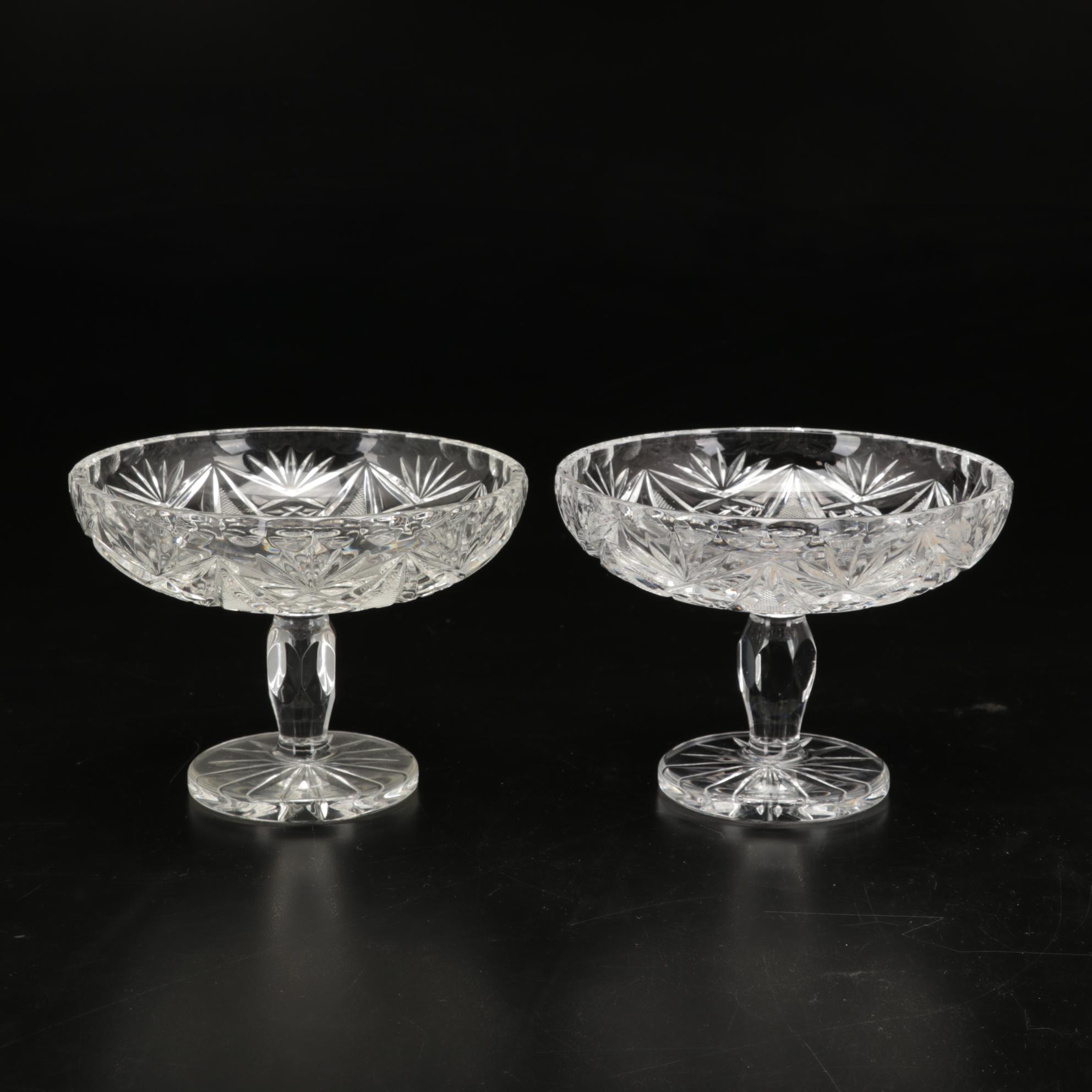 American Brilliant Period Sawtooth Cut Glass Compotes with Sterling, 19th C.