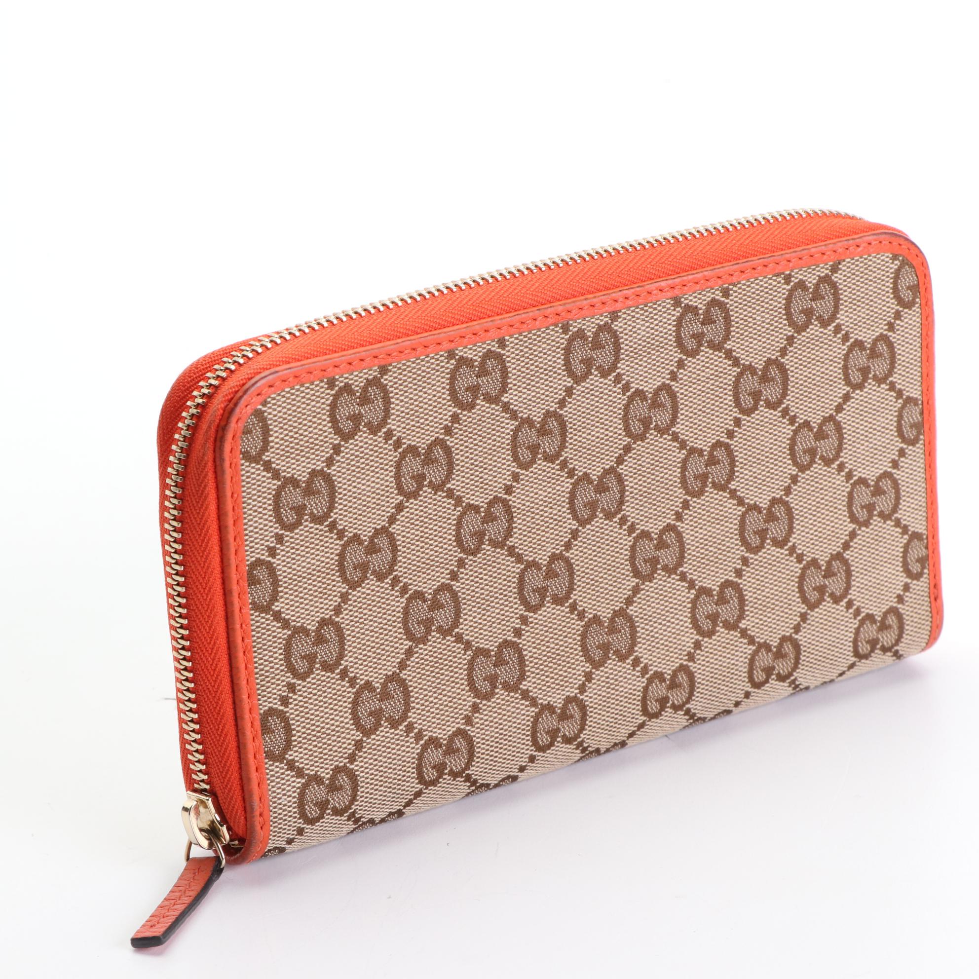 Gucci Zip-Around Long Wallet in GG Canvas with Leather Trim