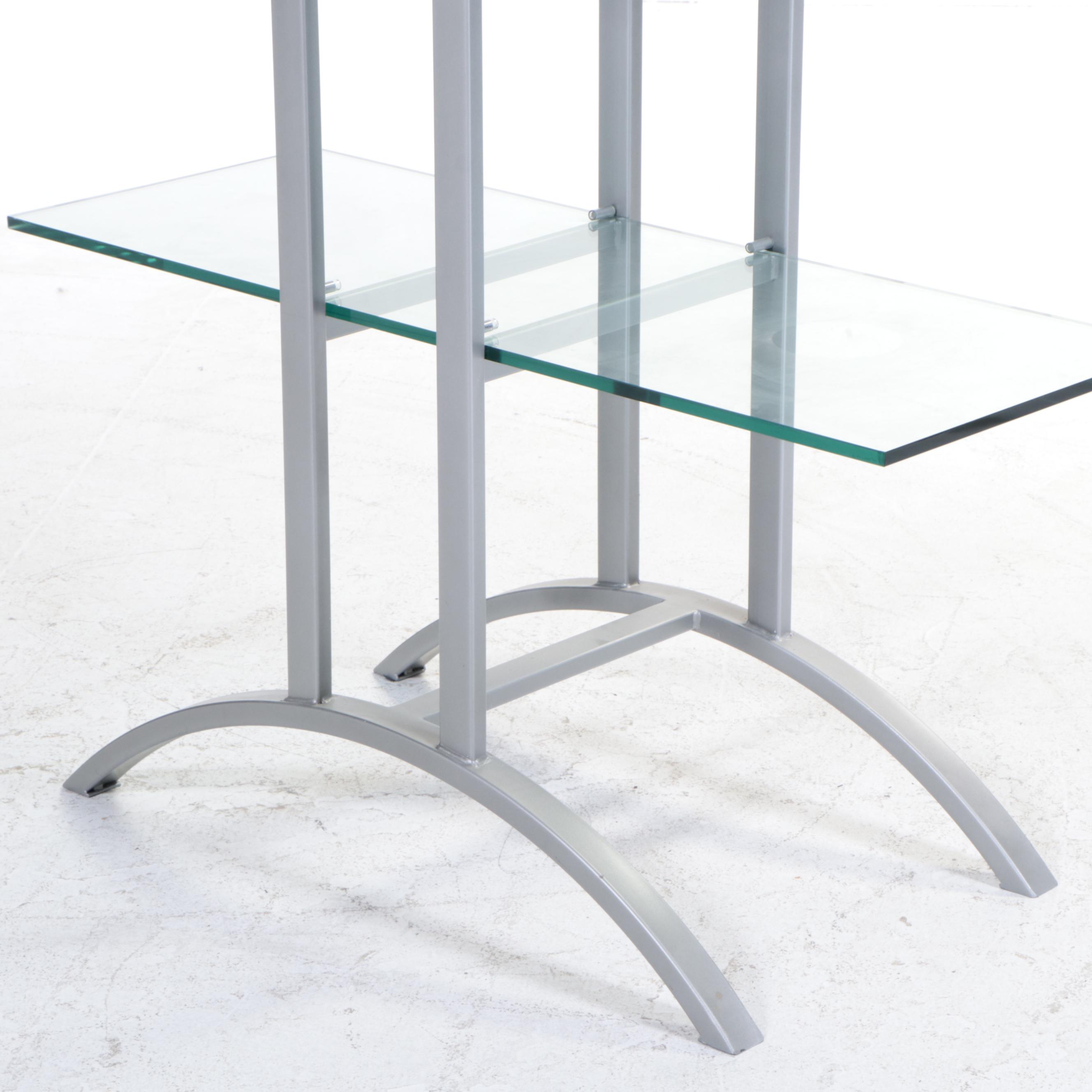 Postmodern Metal and Glass Open Bookcase