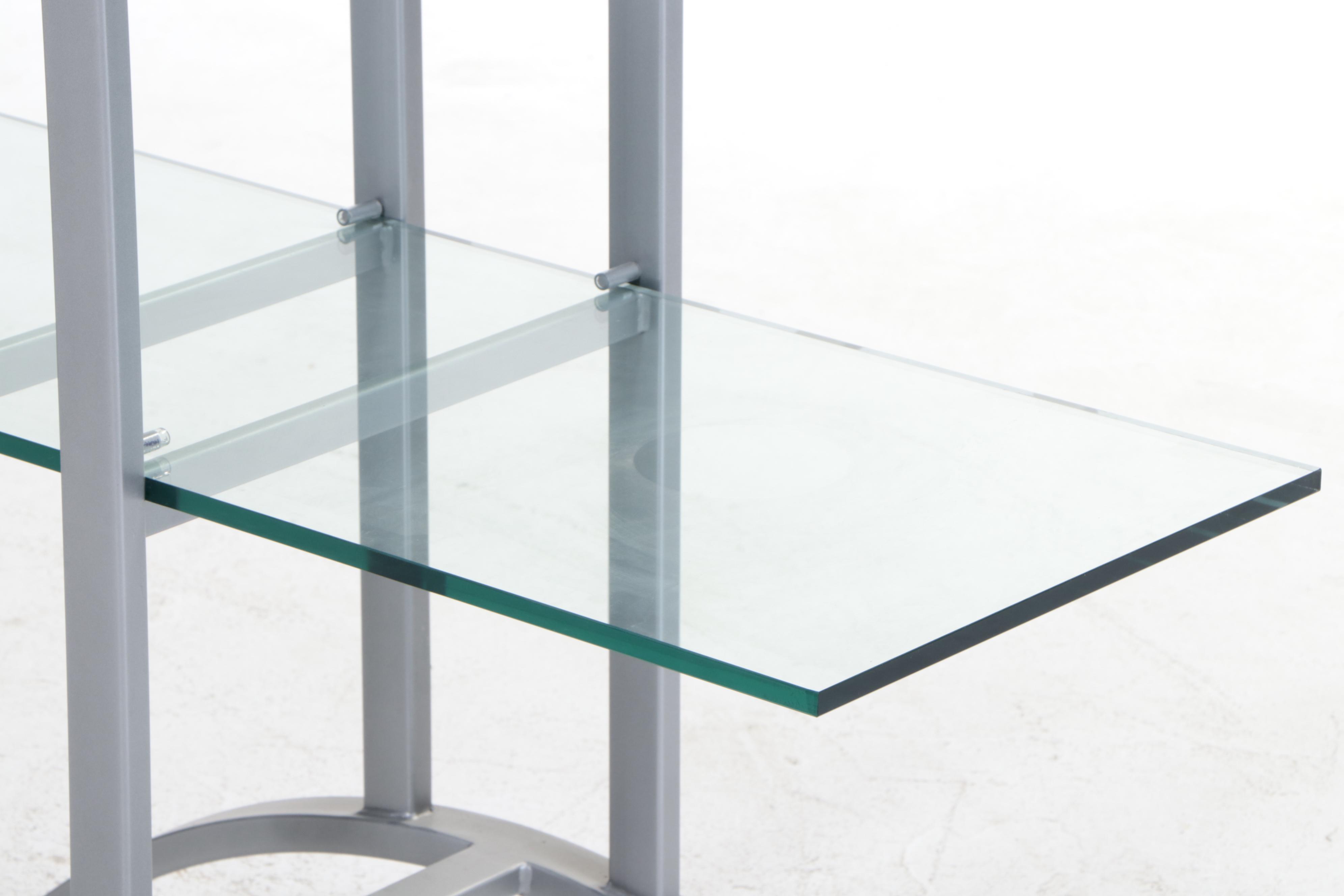 Postmodern Metal and Glass Open Bookcase