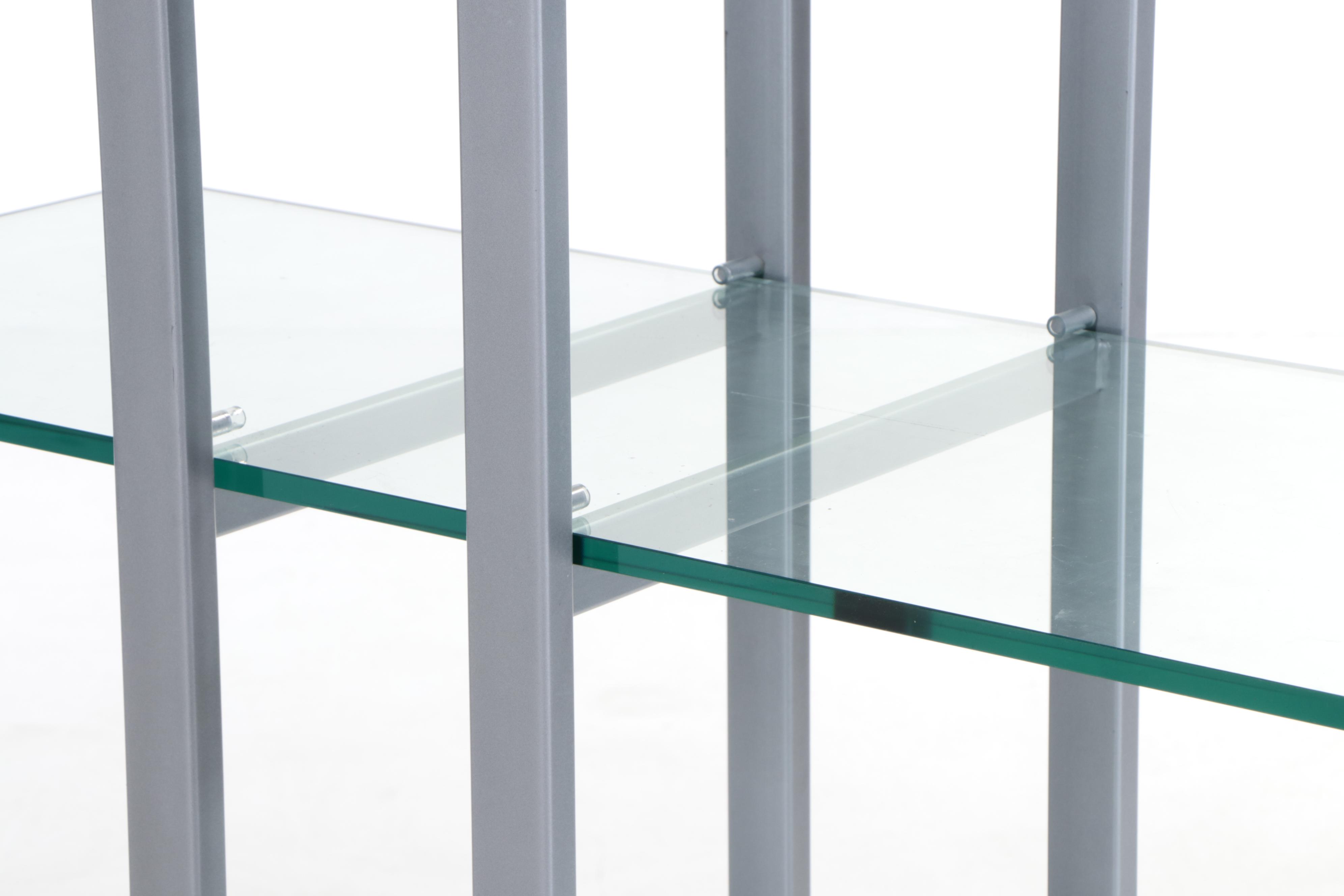 Postmodern Metal and Glass Open Bookcase