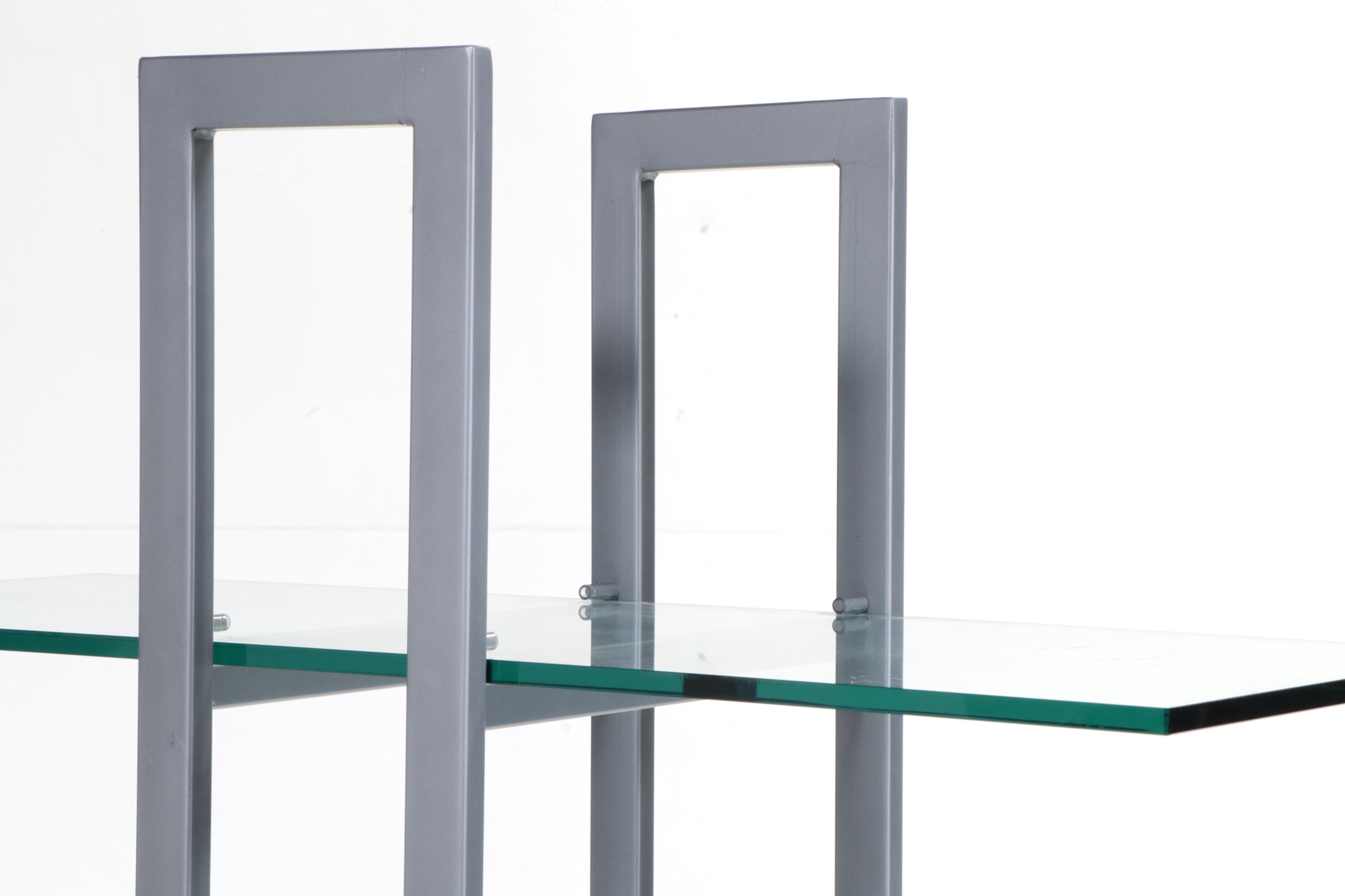 Postmodern Metal and Glass Open Bookcase