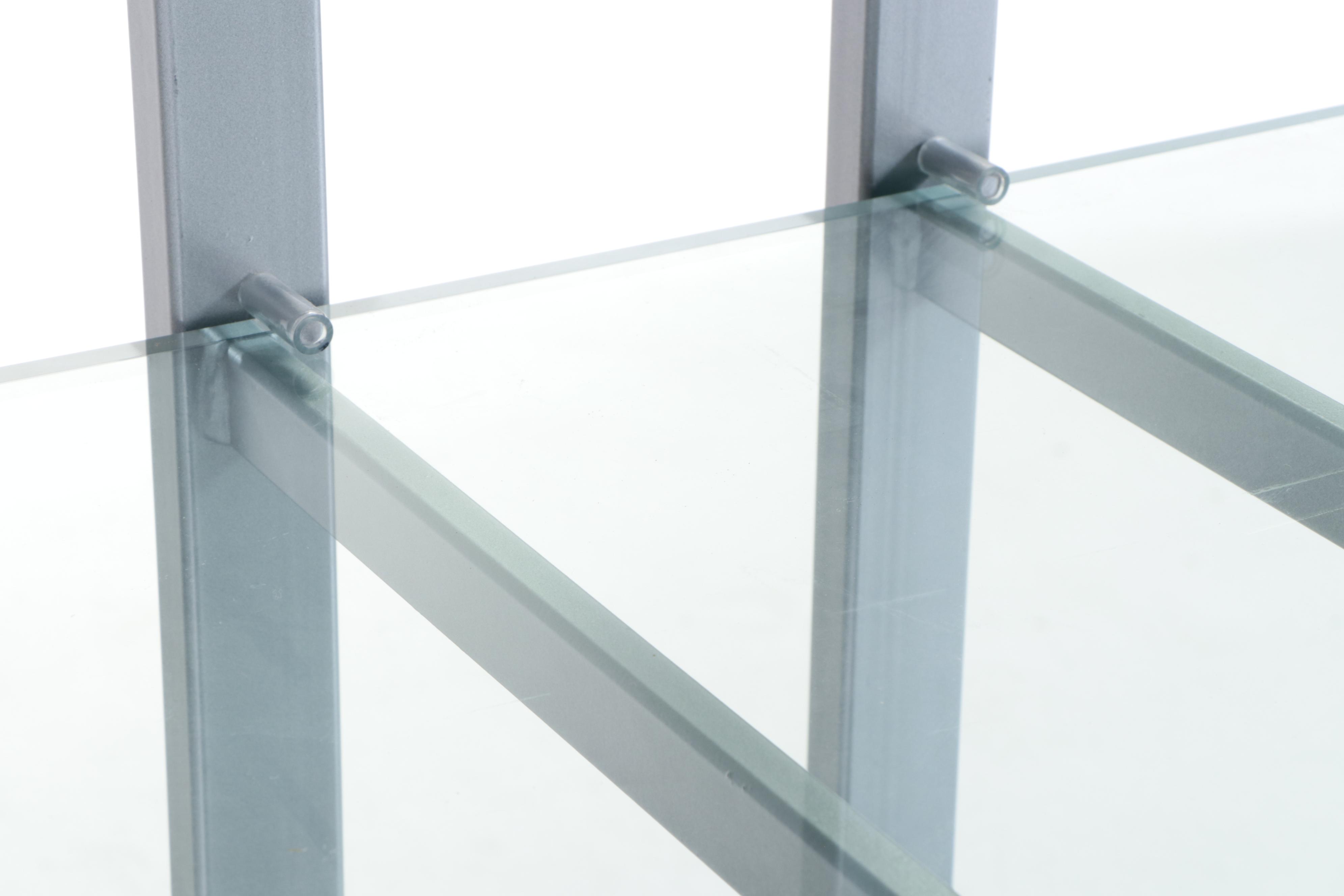 Postmodern Metal and Glass Open Bookcase