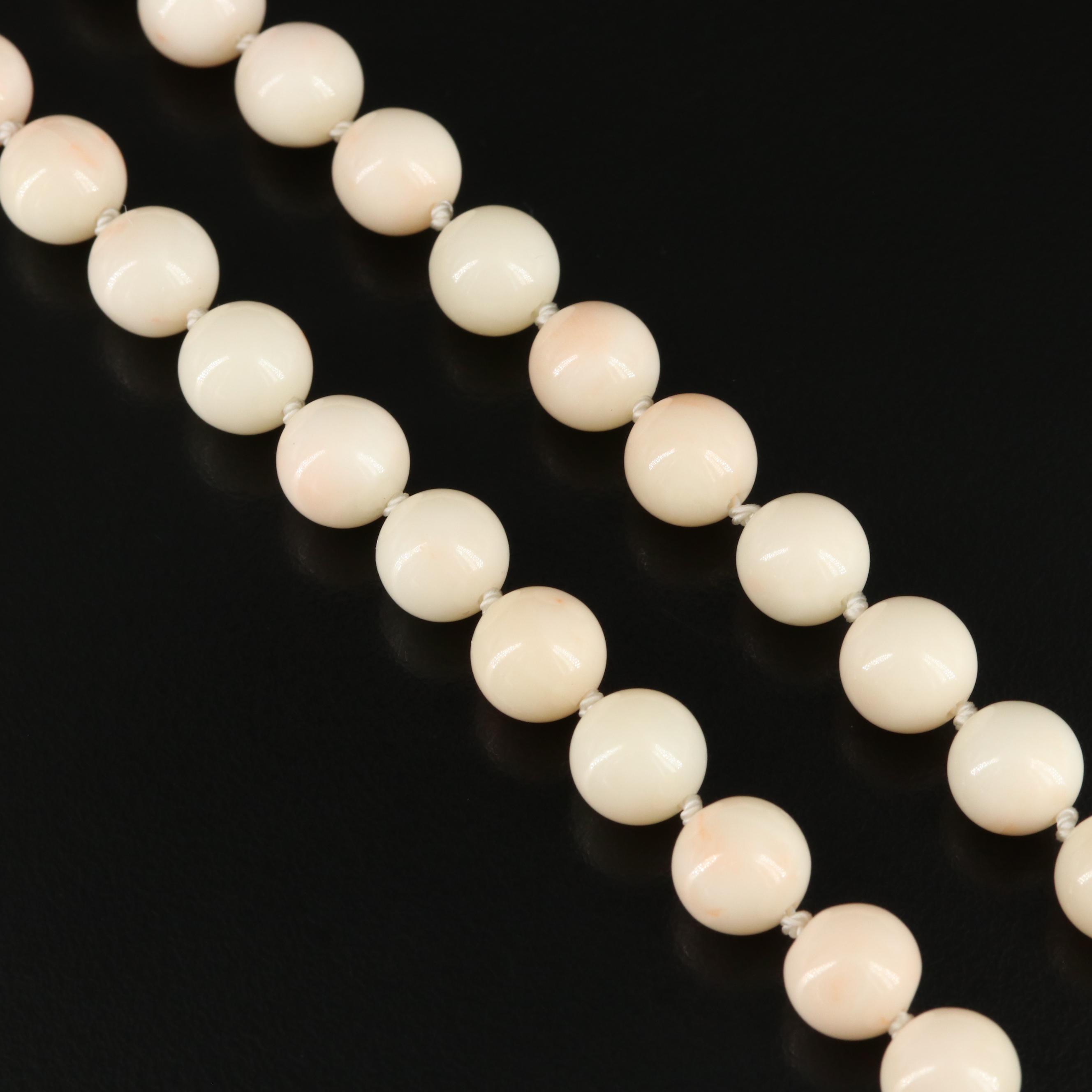 Vintage Angel Skin Coral Necklace with 14K Clasp