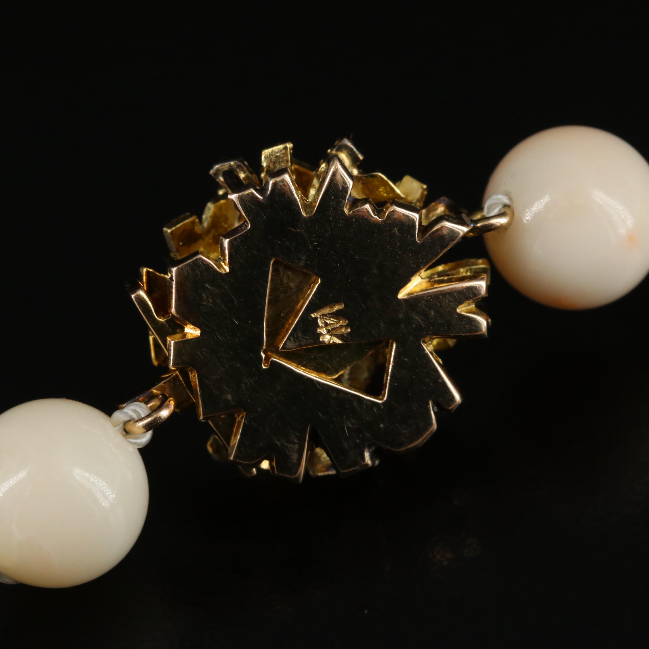 Vintage Angel Skin Coral Necklace with 14K Clasp