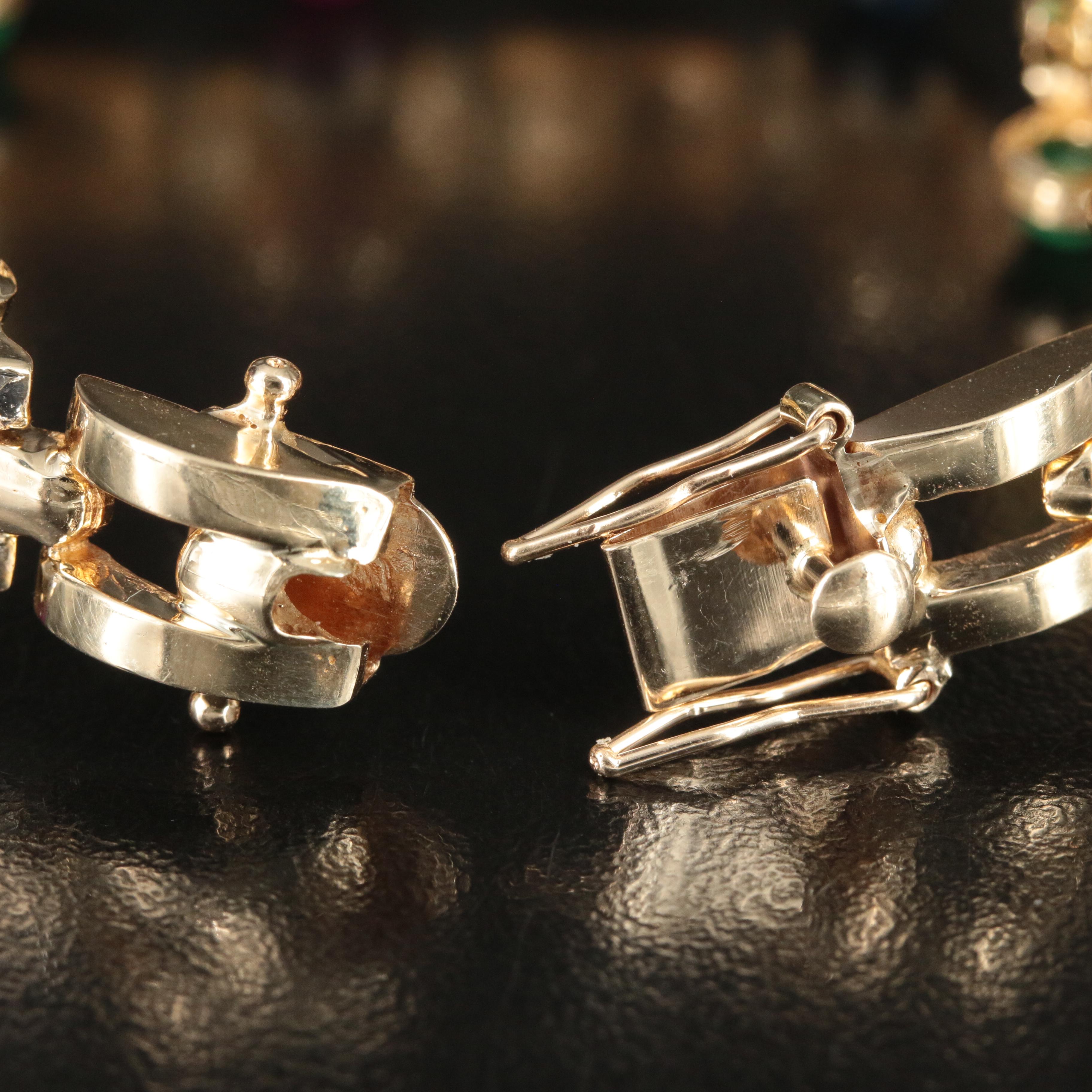 14K 12.50 CTW Emerald, Ruby, Sapphire with Diamond Link Bracelet