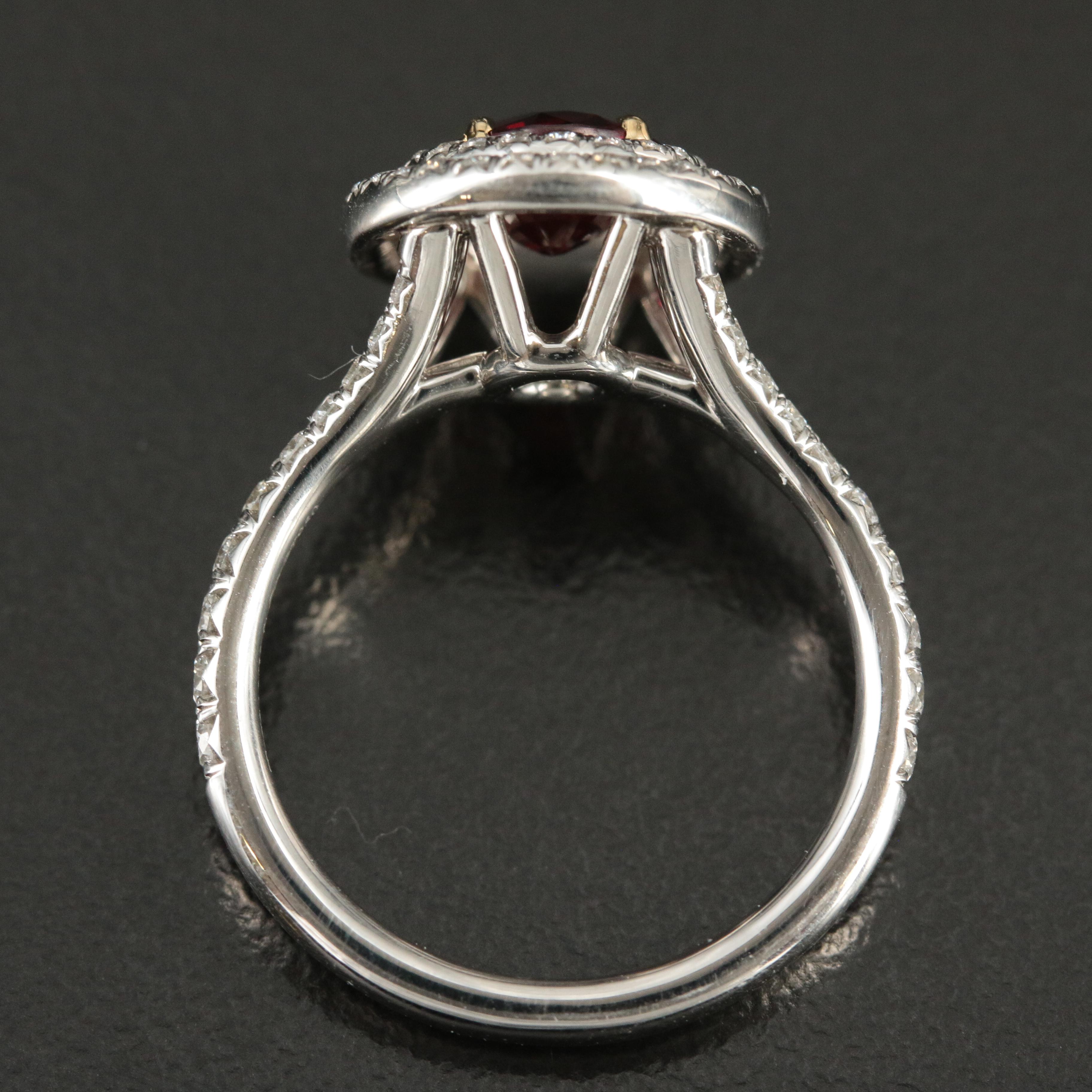 Tiffany & Co. Platinum 1.51 CT Ruby and Diamond Double Halo Ring