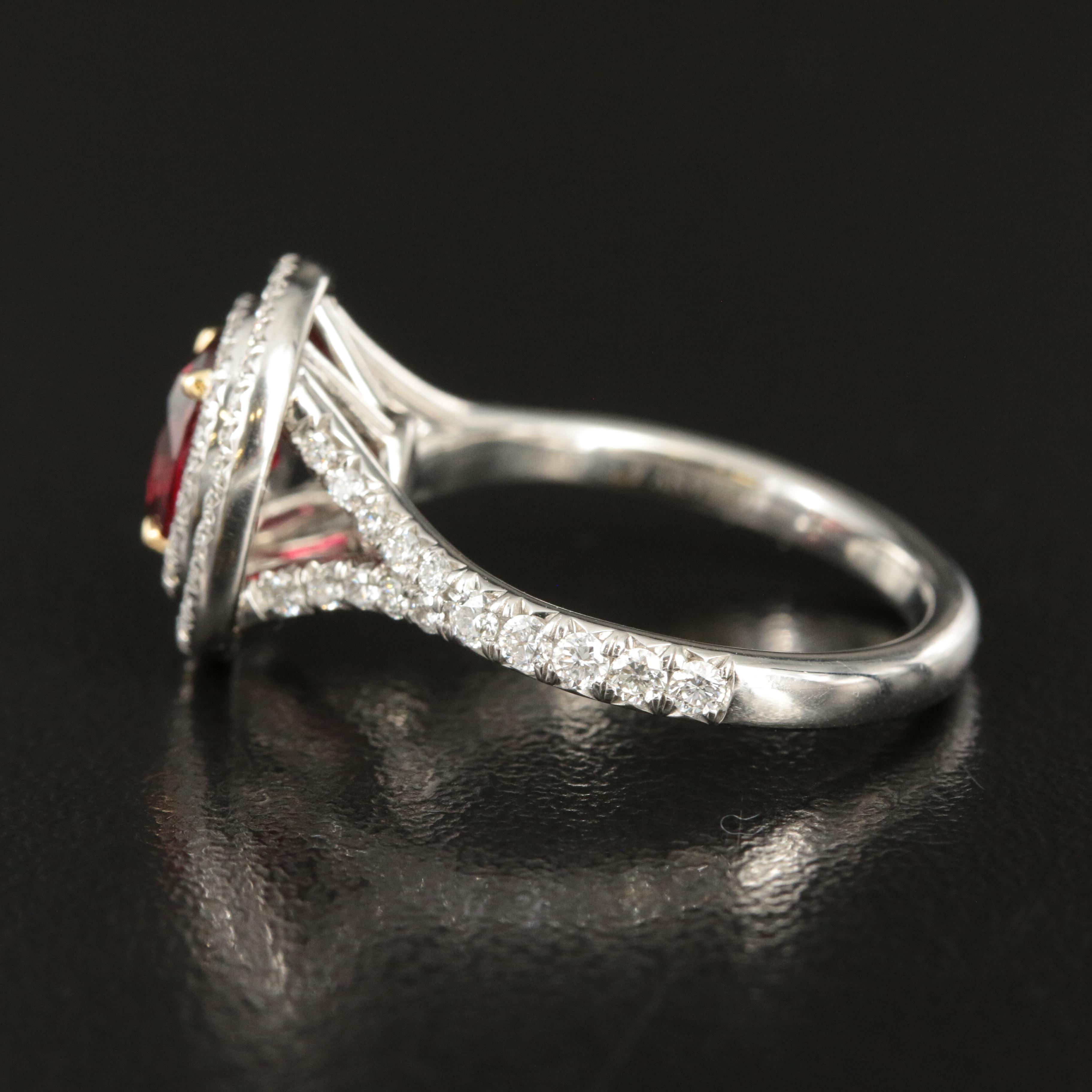 Tiffany & Co. Platinum 1.51 CT Ruby and Diamond Double Halo Ring