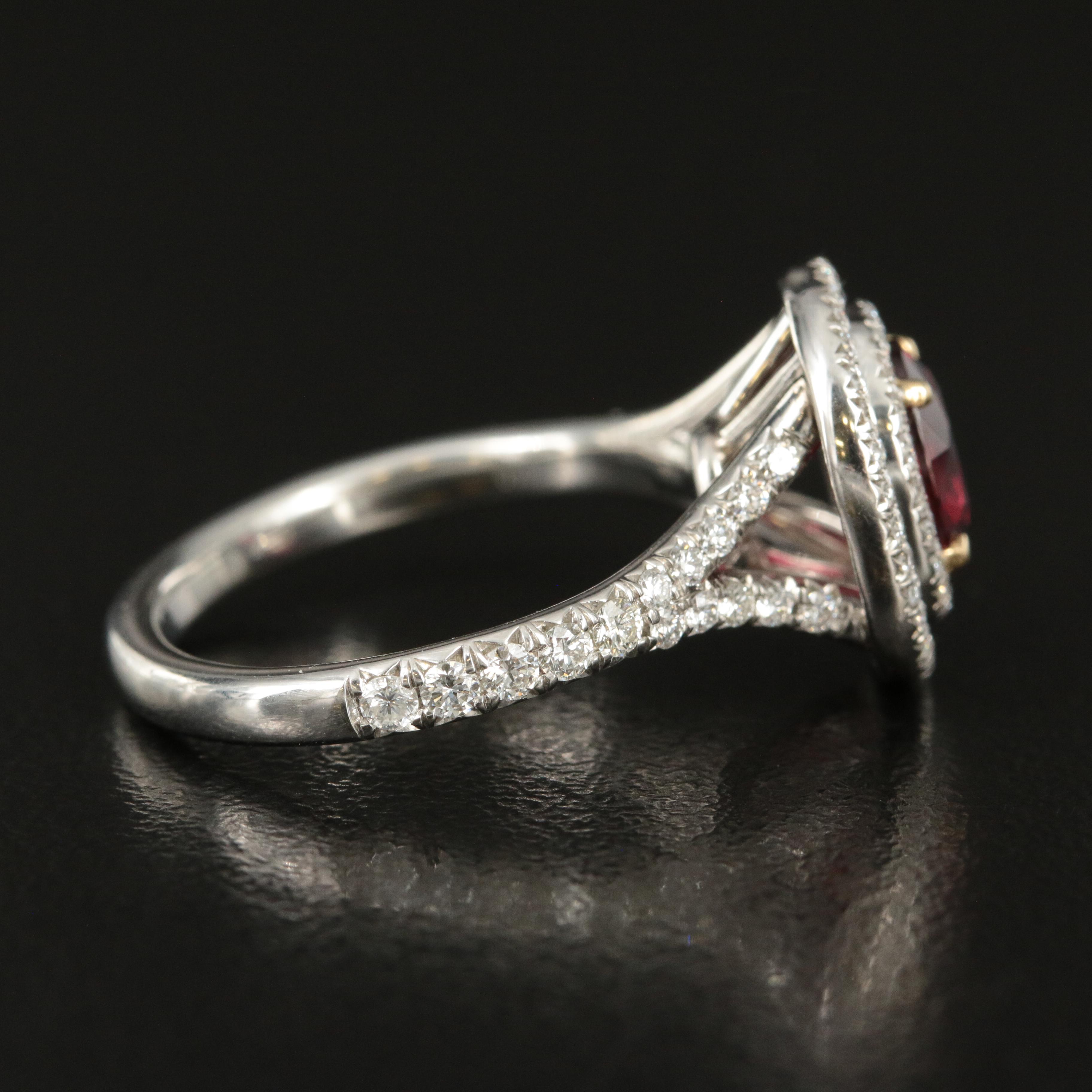 Tiffany & Co. Platinum 1.51 CT Ruby and Diamond Double Halo Ring