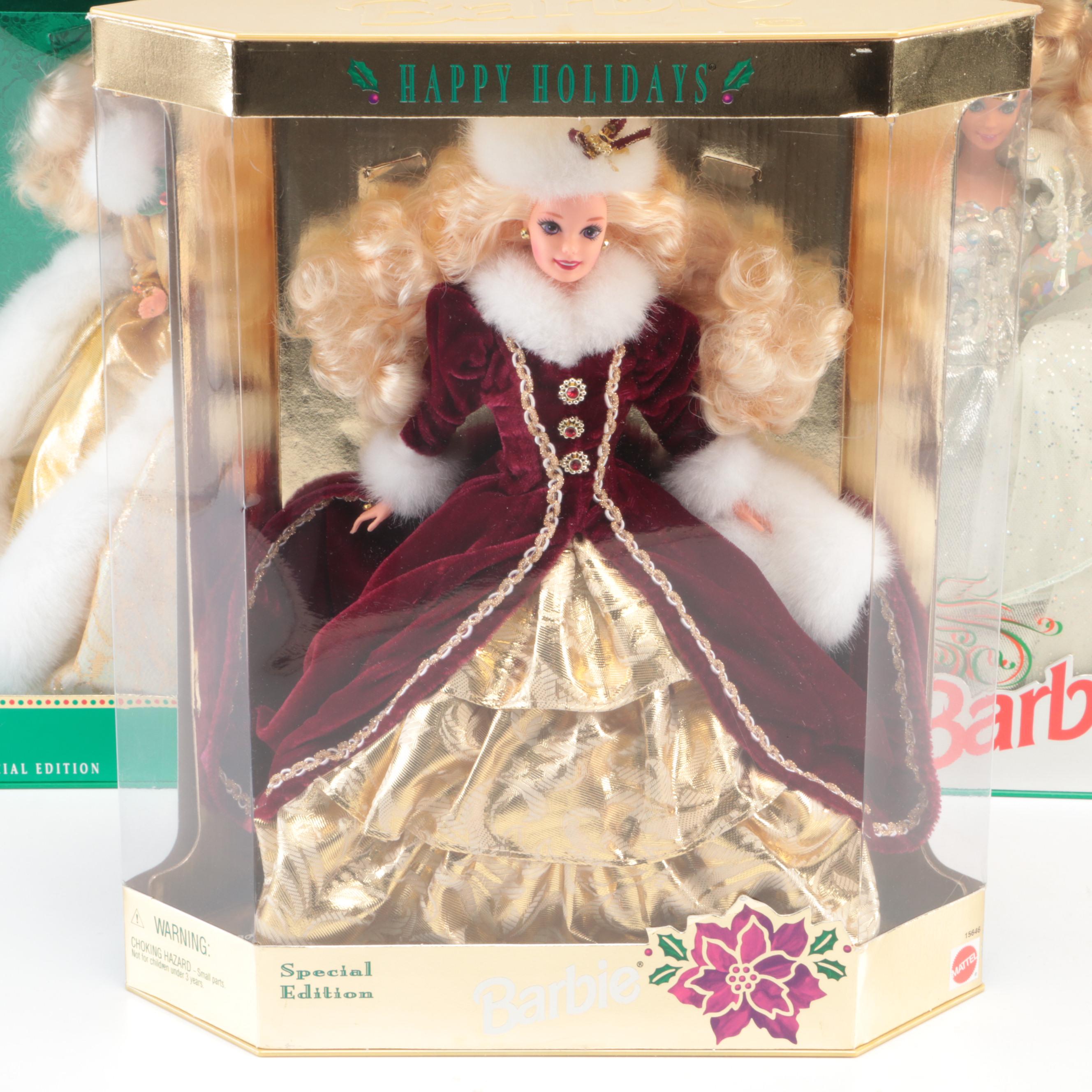 Mattel Special Edition Happy Holidays Barbies