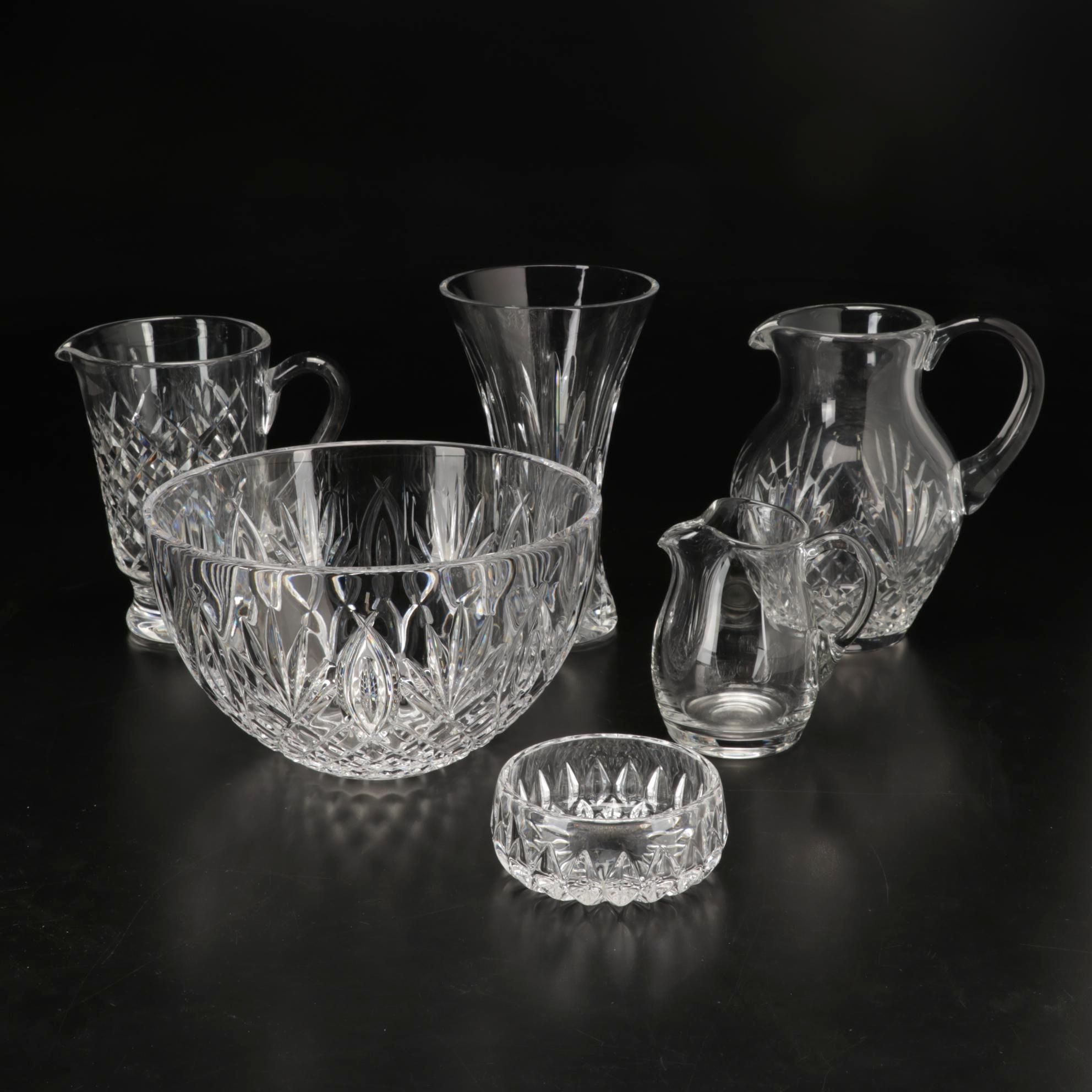 Waterford Crystal "Granville" Bowl, "Alana" Pitcher, and Other Crystal