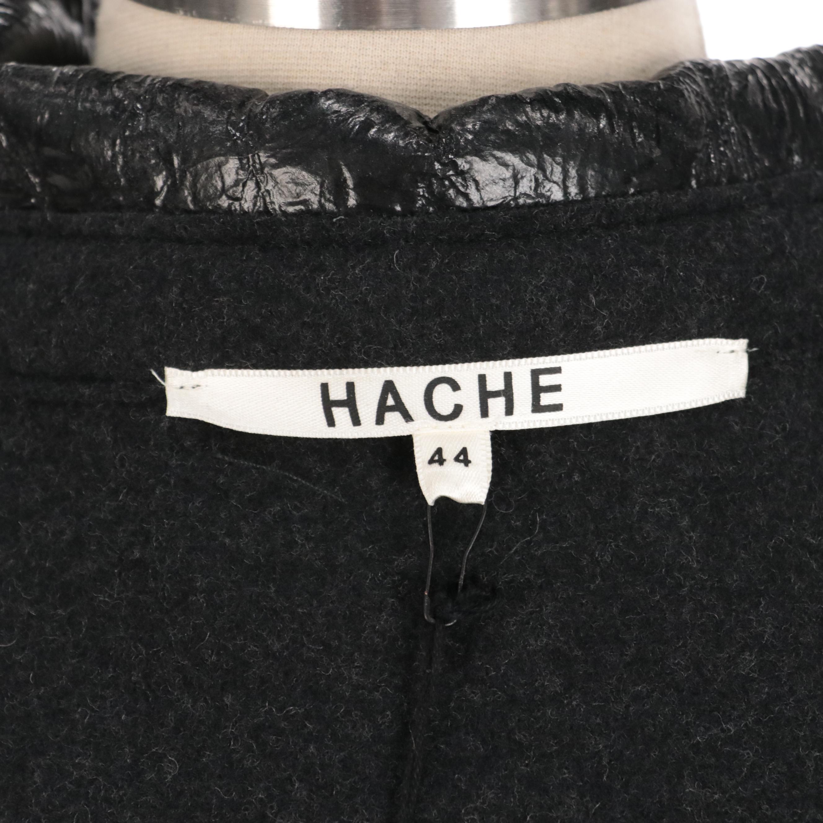 Hache Charcoal Grey Wool Peter Pan Collar Coat with Zipper Sleeve Accents, NWT