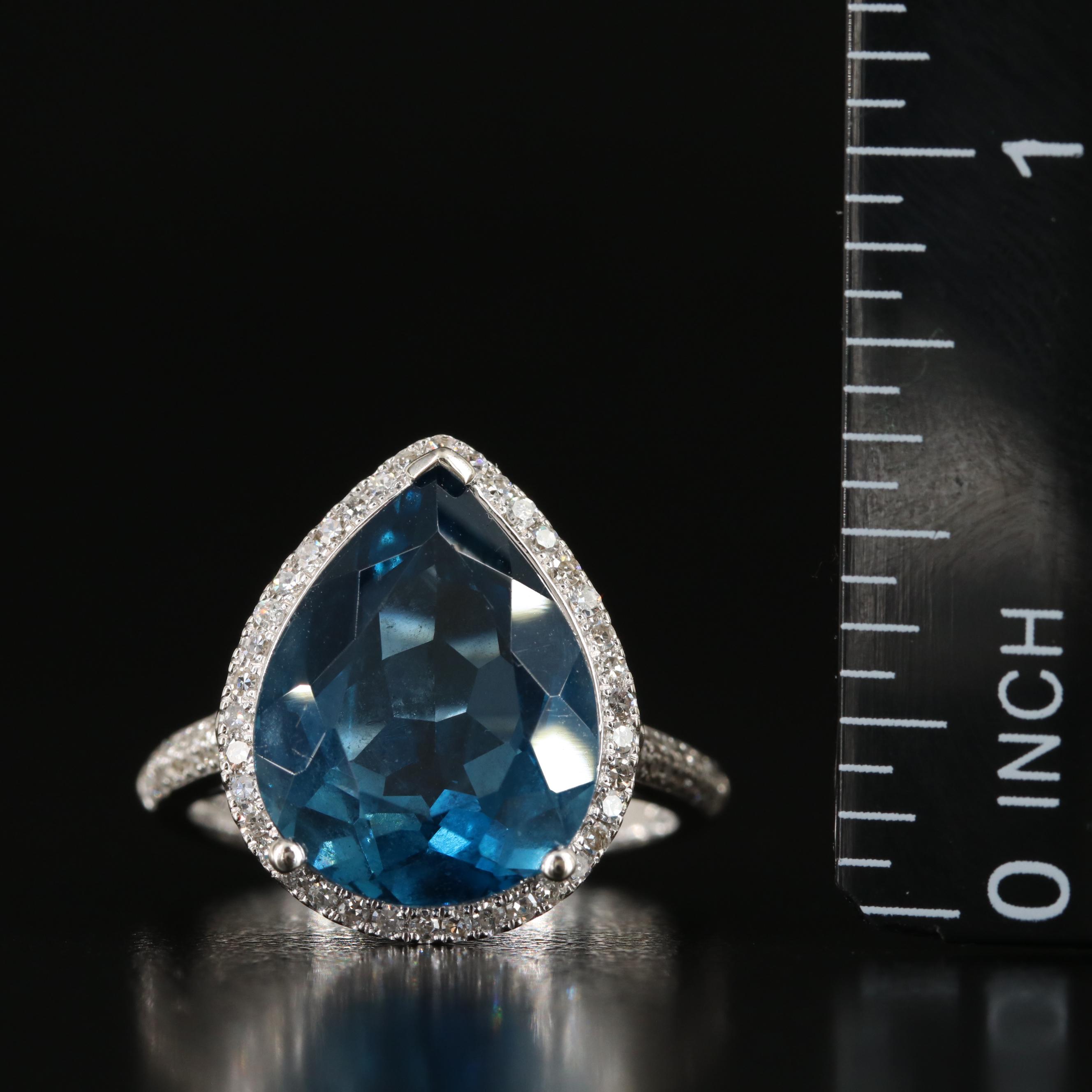 EFFY 14K 9.23 CT London Blue Topaz and Diamond Ring