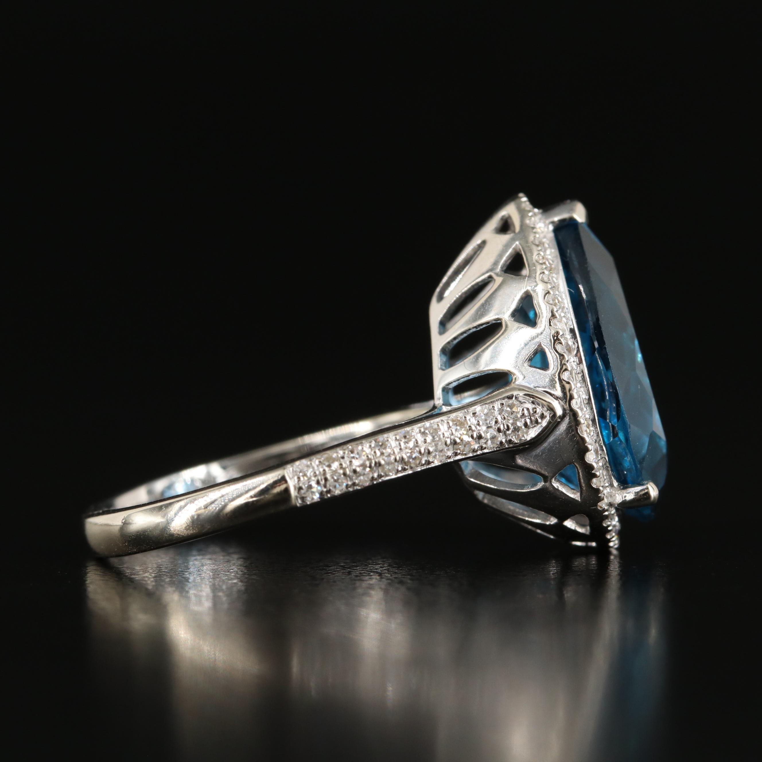 EFFY 14K 9.23 CT London Blue Topaz and Diamond Ring