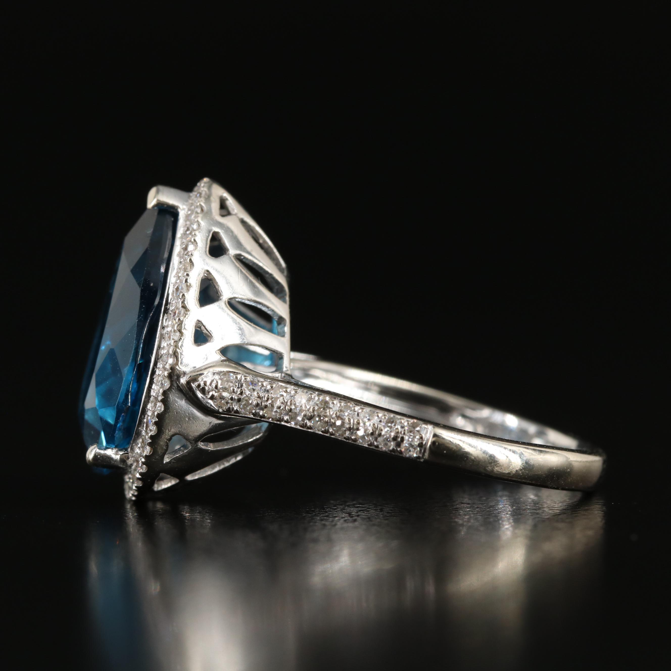 EFFY 14K 9.23 CT London Blue Topaz and Diamond Ring