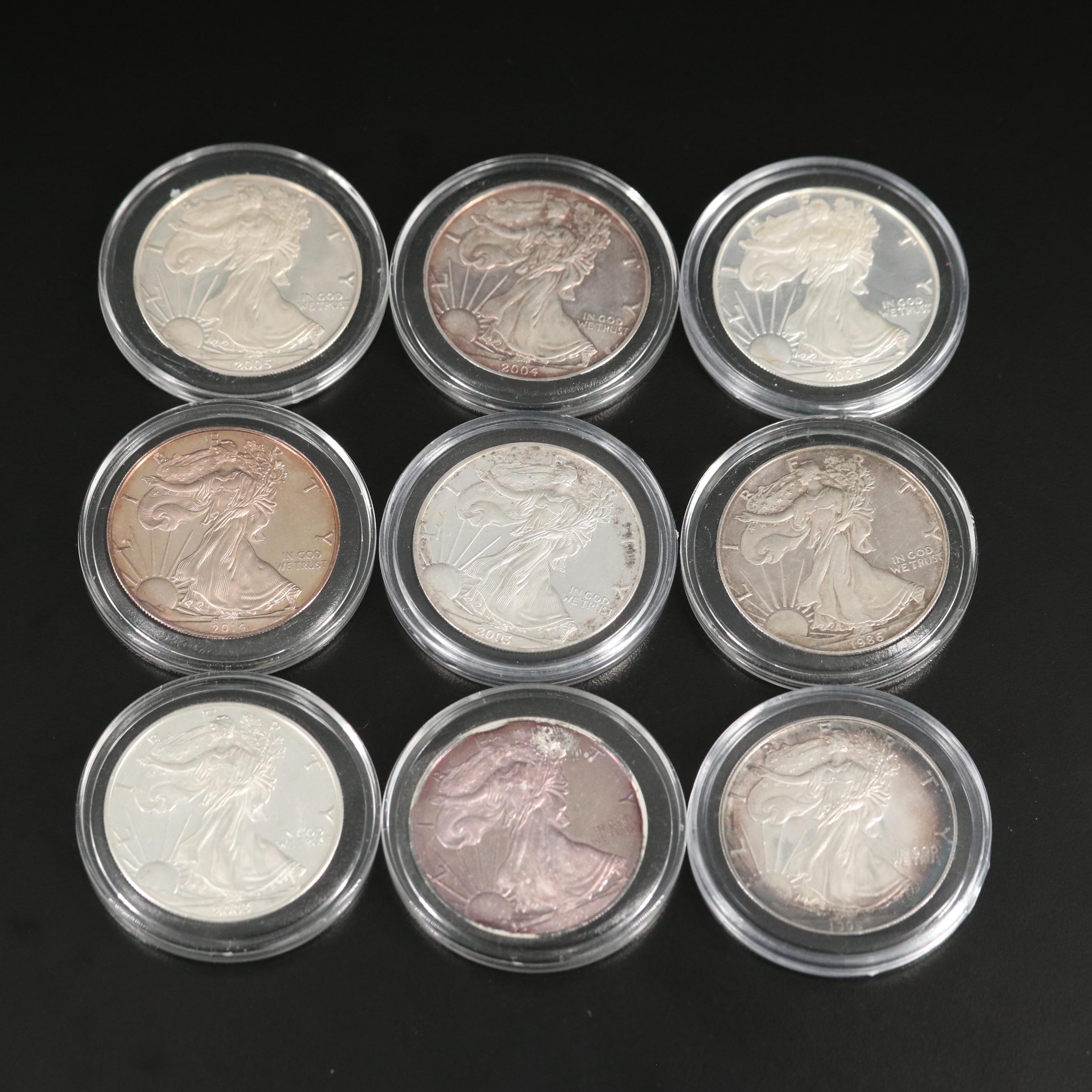Collection of Nine Toned Proof American Silver Eagles