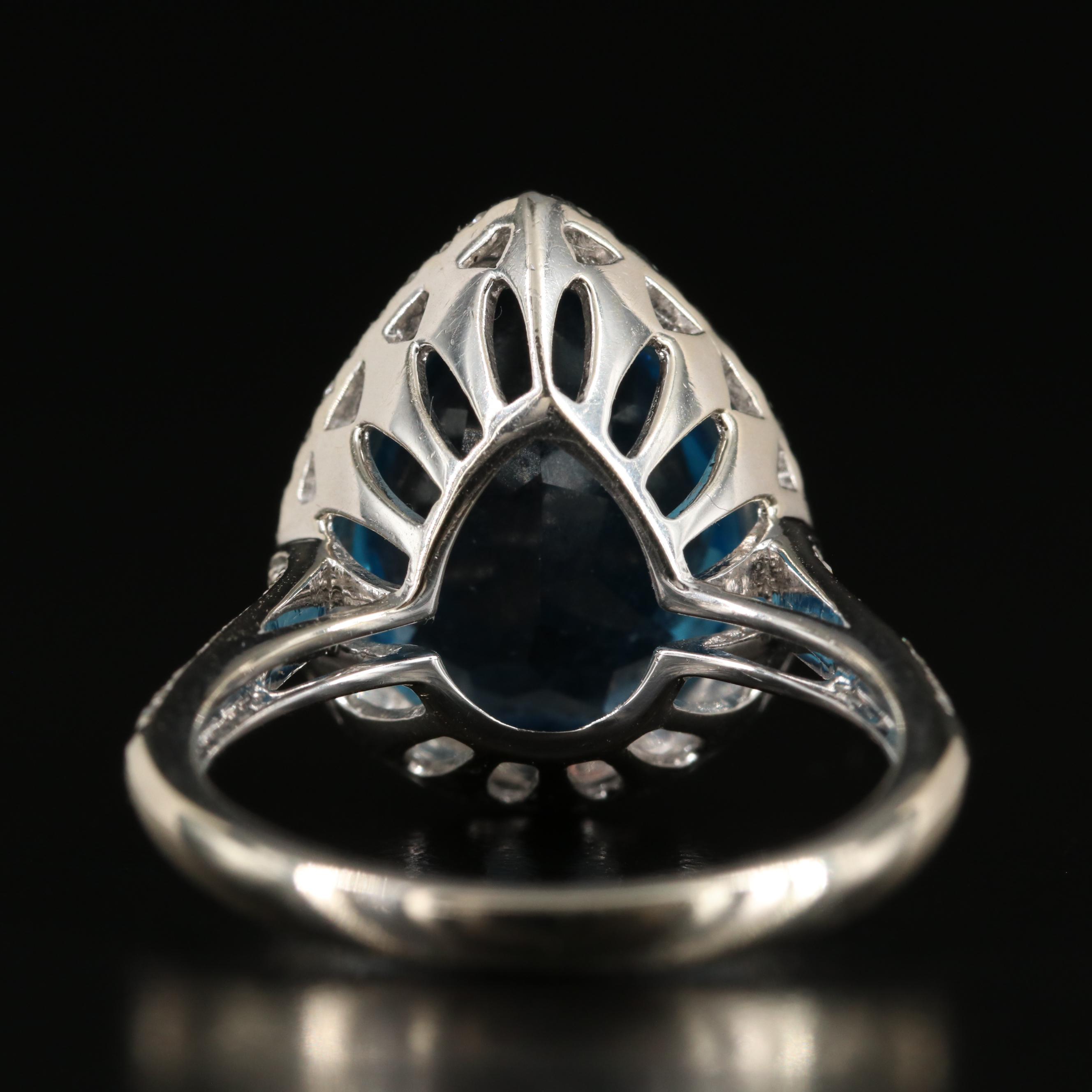 EFFY 14K 9.23 CT London Blue Topaz and Diamond Ring