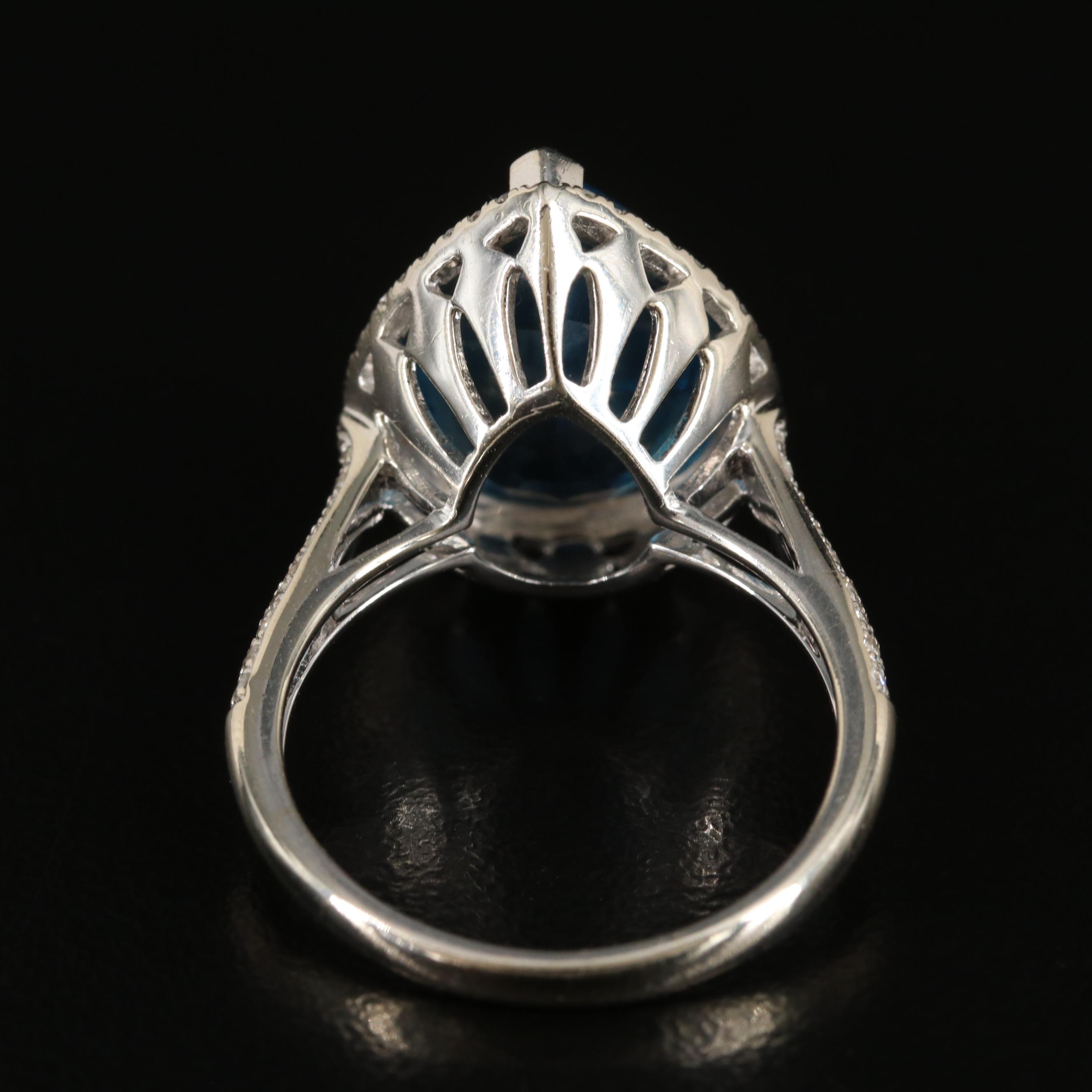 EFFY 14K 9.23 CT London Blue Topaz and Diamond Ring