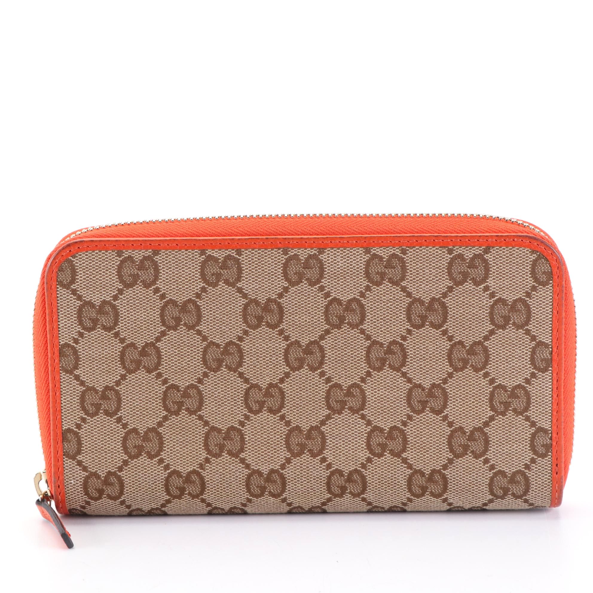 Gucci Zip-Around Long Wallet in GG Canvas with Leather Trim