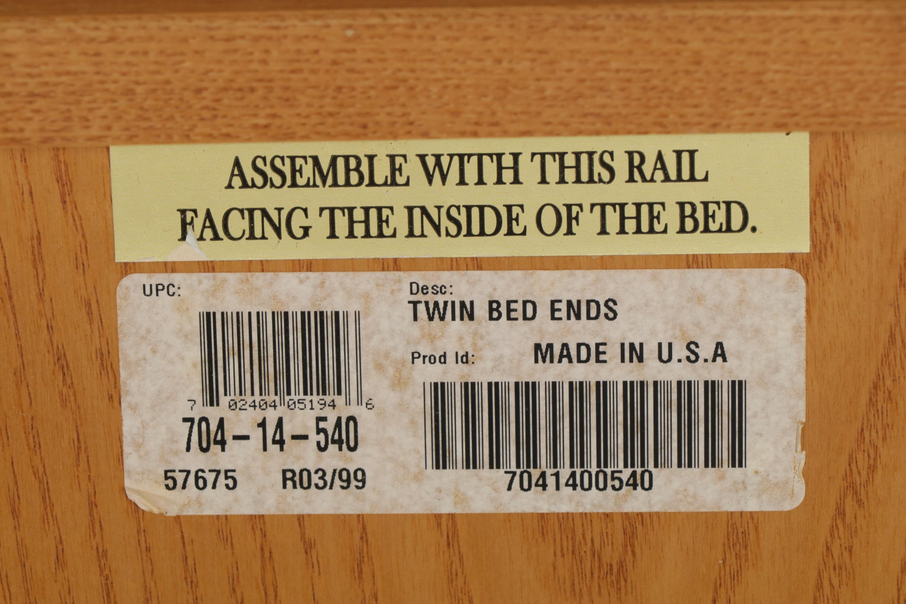 Stanley Furniture Arts & Crafts Style Oak Twin Bed Frames