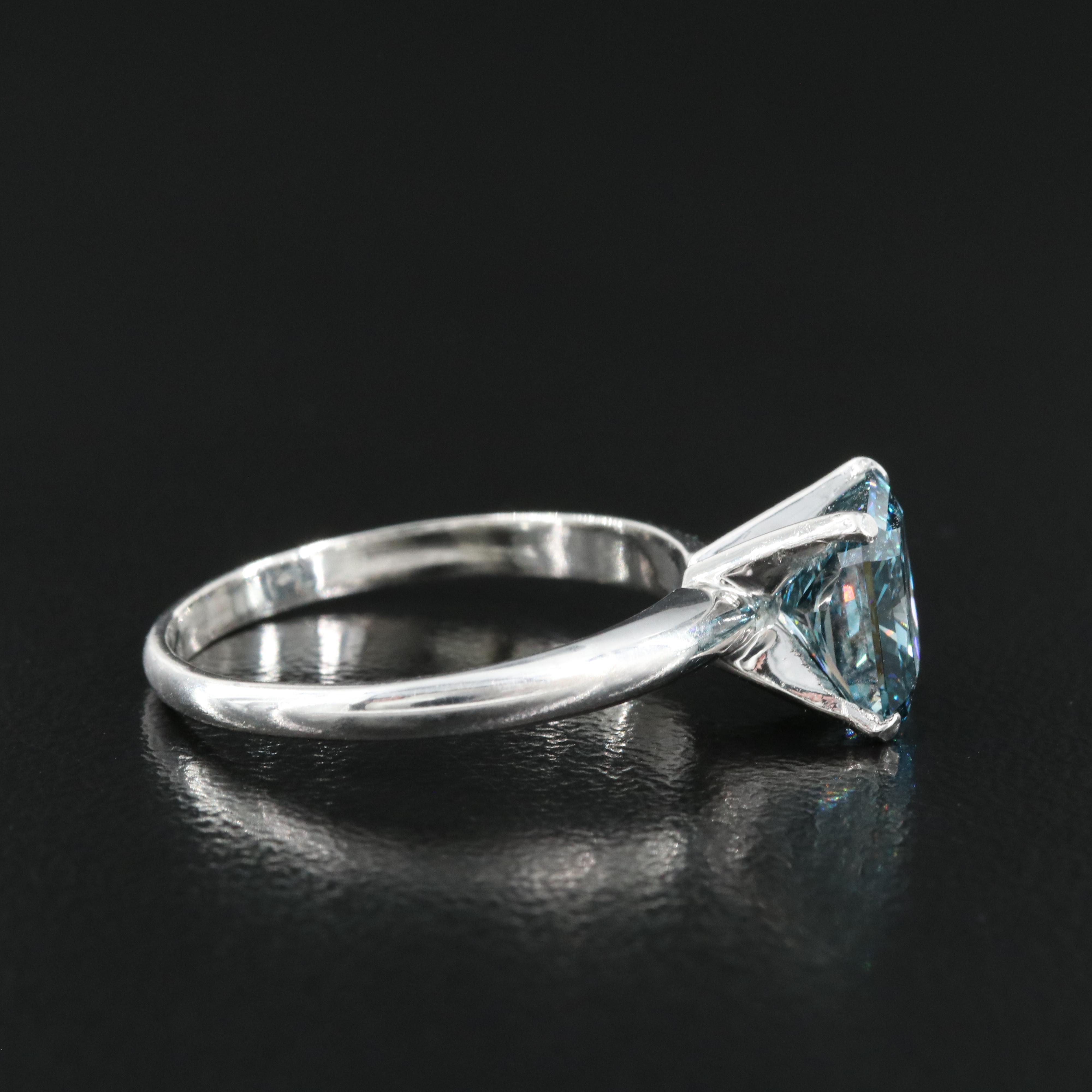 Platinum 2.00 CT Fancy Blue Diamond Solitaire Ring