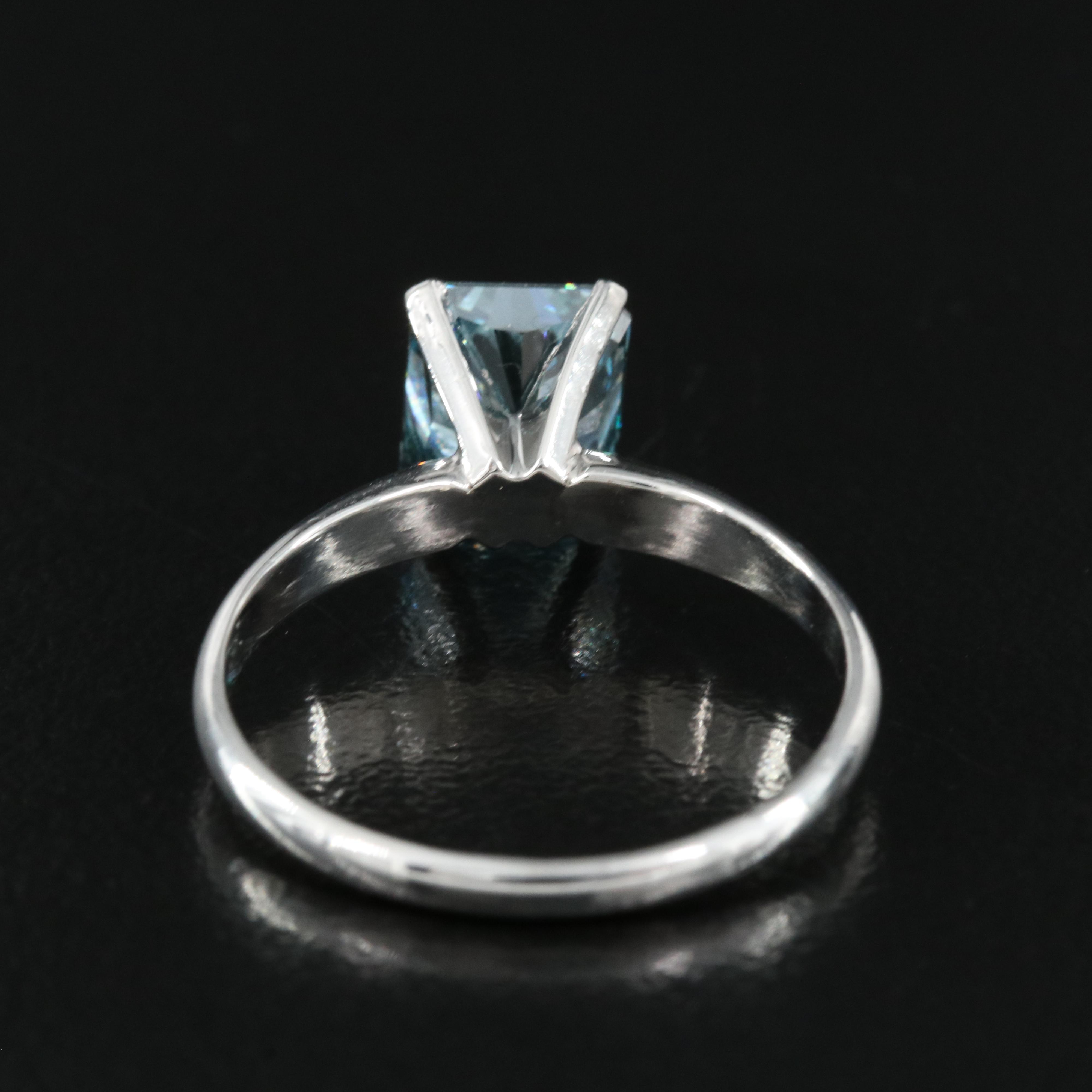 Platinum 2.00 CT Fancy Blue Diamond Solitaire Ring
