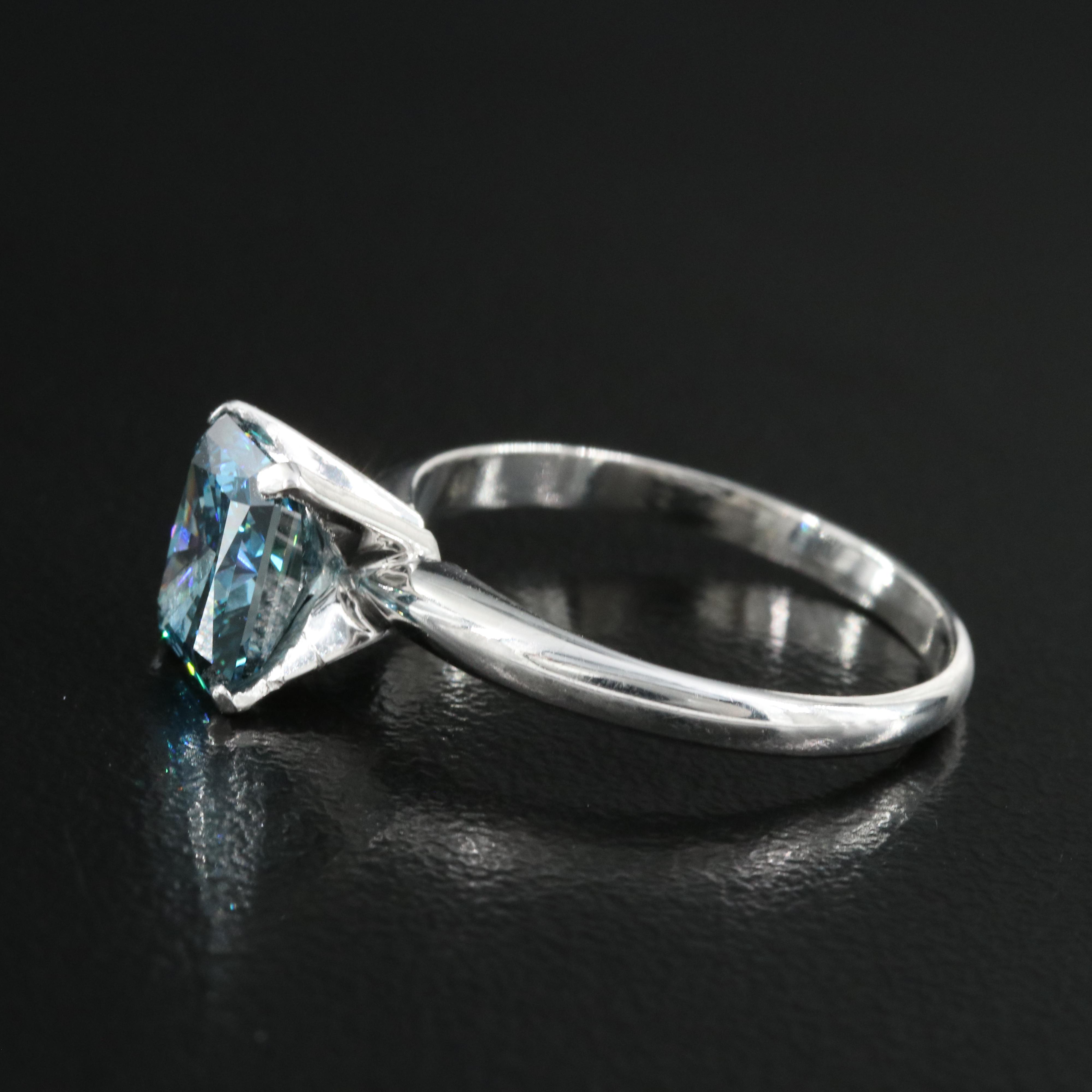 Platinum 2.00 CT Fancy Blue Diamond Solitaire Ring