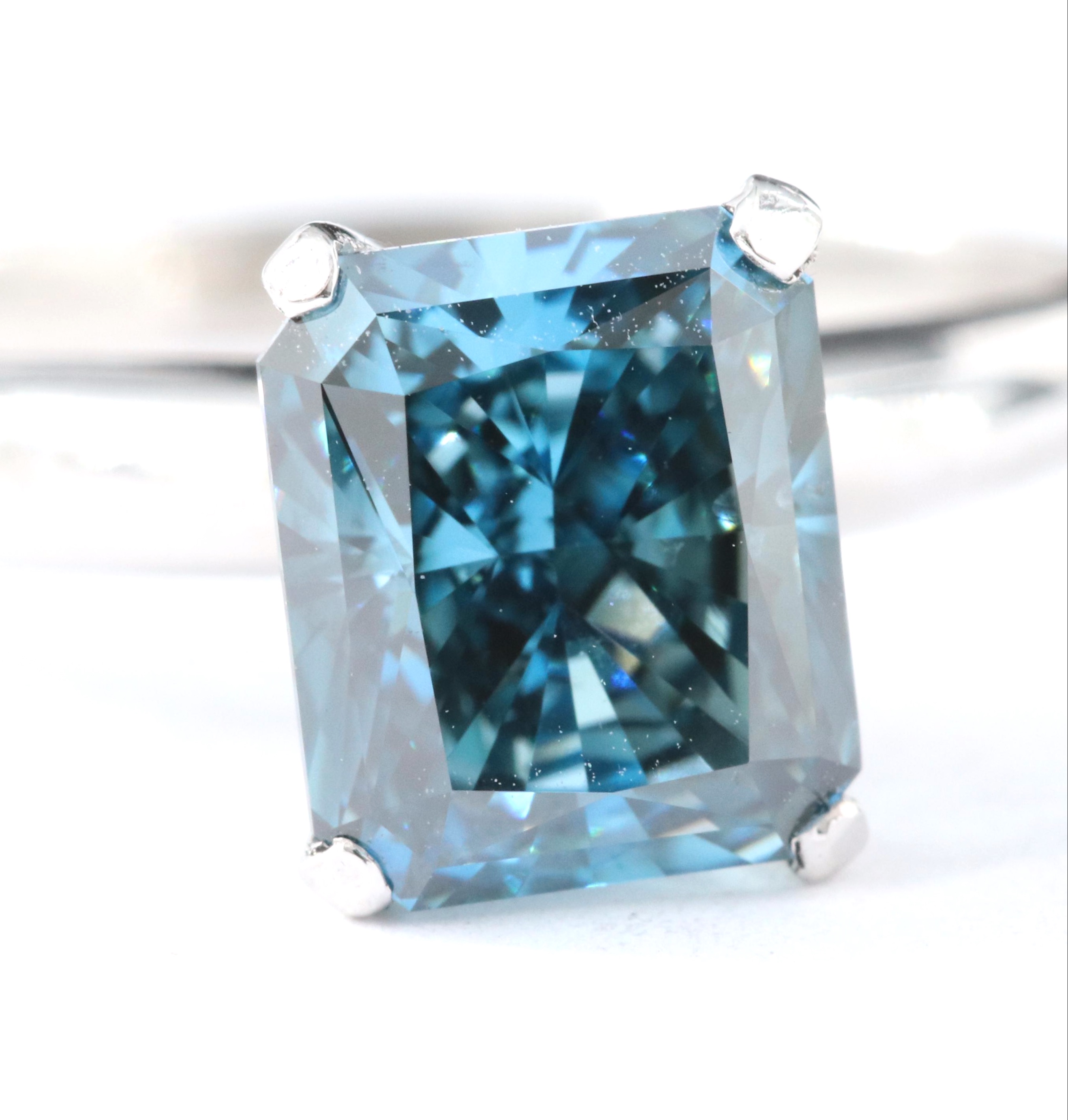 Platinum 2.00 CT Fancy Blue Diamond Solitaire Ring