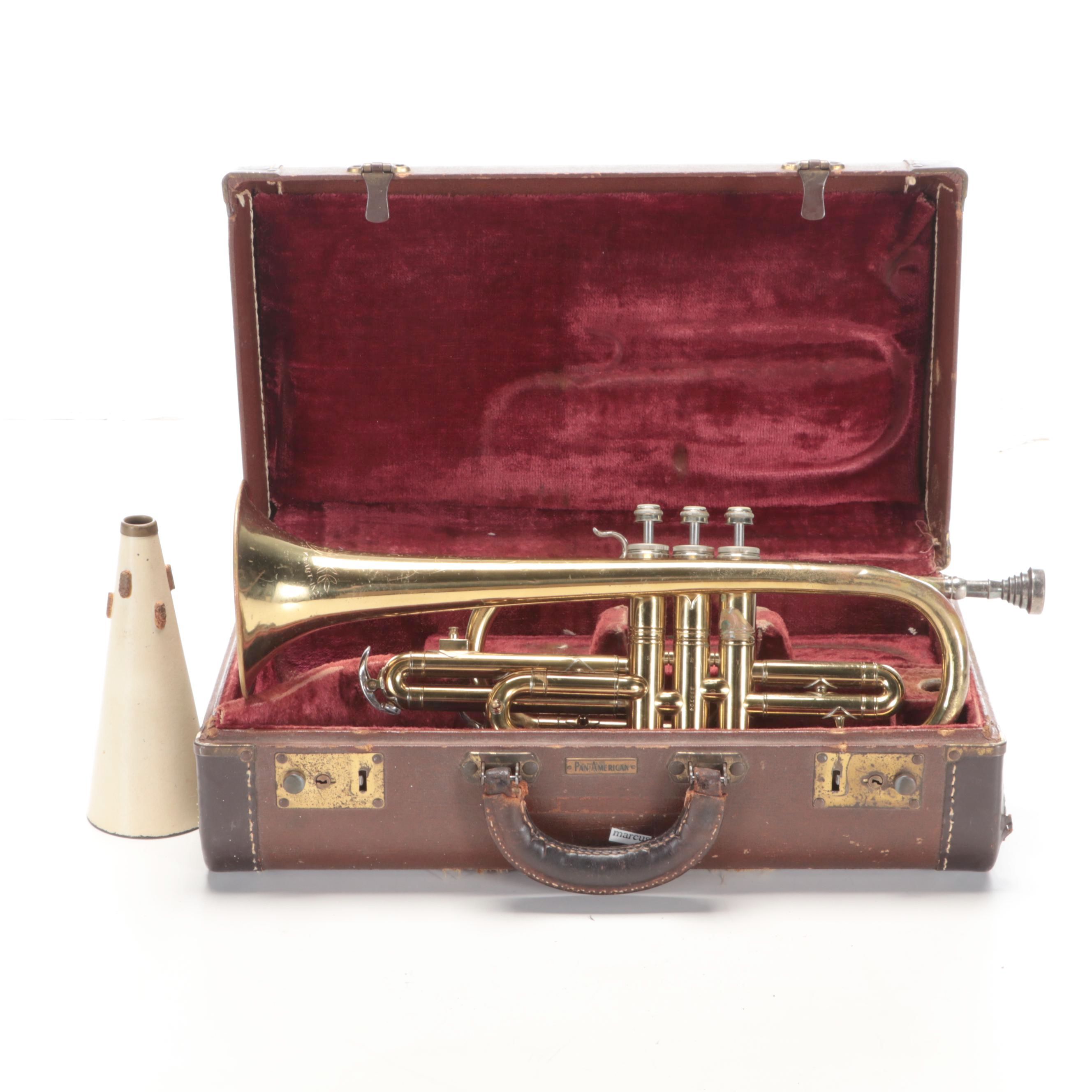 Pan-American Cornet with Case, Mid to Late 20th Century